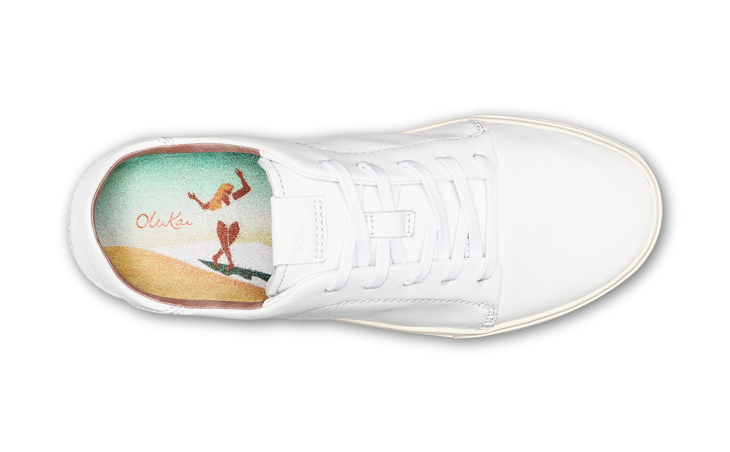 OLUKAI Pehuea Li 'ILI Women's Leather Sneakers - Casual Everyday Shoes with Drop-in Heel, Non-Marking Rubber Outsole for All-Day Comfort | Perfect for Walking, Travel & Office Wear