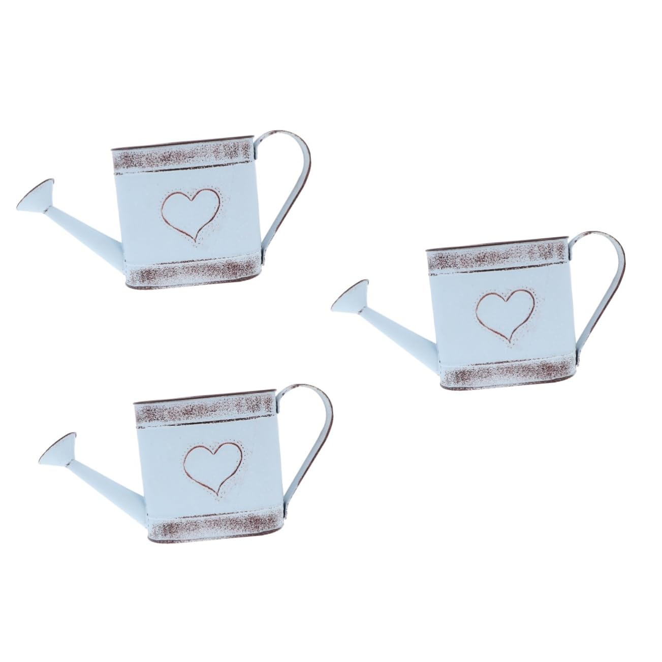 BESTOYARD 3-Piece Antique Galvanized Iron Kettle Flower Pots - Mini Watering Can & Tall Tin Planters for Indoor/Outdoor Plants, Home Decor, Garden, Tabletop & Desk Decor - Perfect for Succulents, Herbs & Floral Arrangements