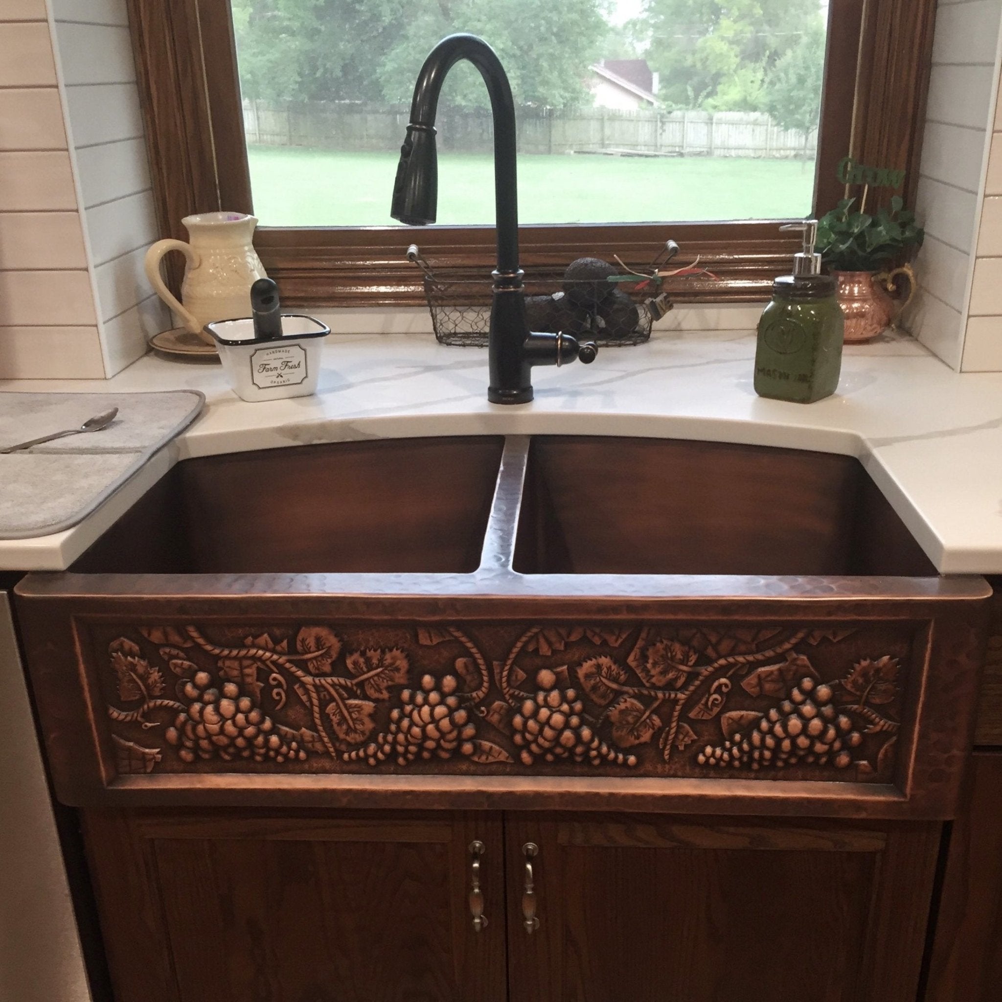 Premium 14 Gauge Double Bowl Farmhouse Apron Kitchen Sink - KSAR 11 Copper Finish, Durable Stainless Steel for Modern Farmhouse & Rustic Kitchen Decor | Perfect for Busy Kitchens, Remodeling Projects & Country Style Homes