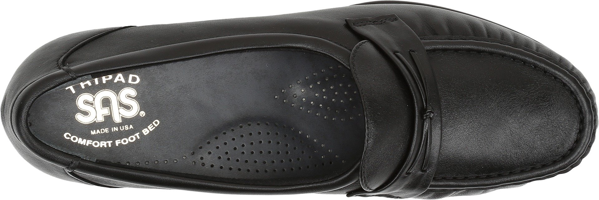 SAS Women's Comfort Loafers - Black Leather Slip-On Shoes Size 7.5 | Arch Support & Cushioned Insoles for All-Day Wear | Perfect for Office, Travel & Casual Outfits