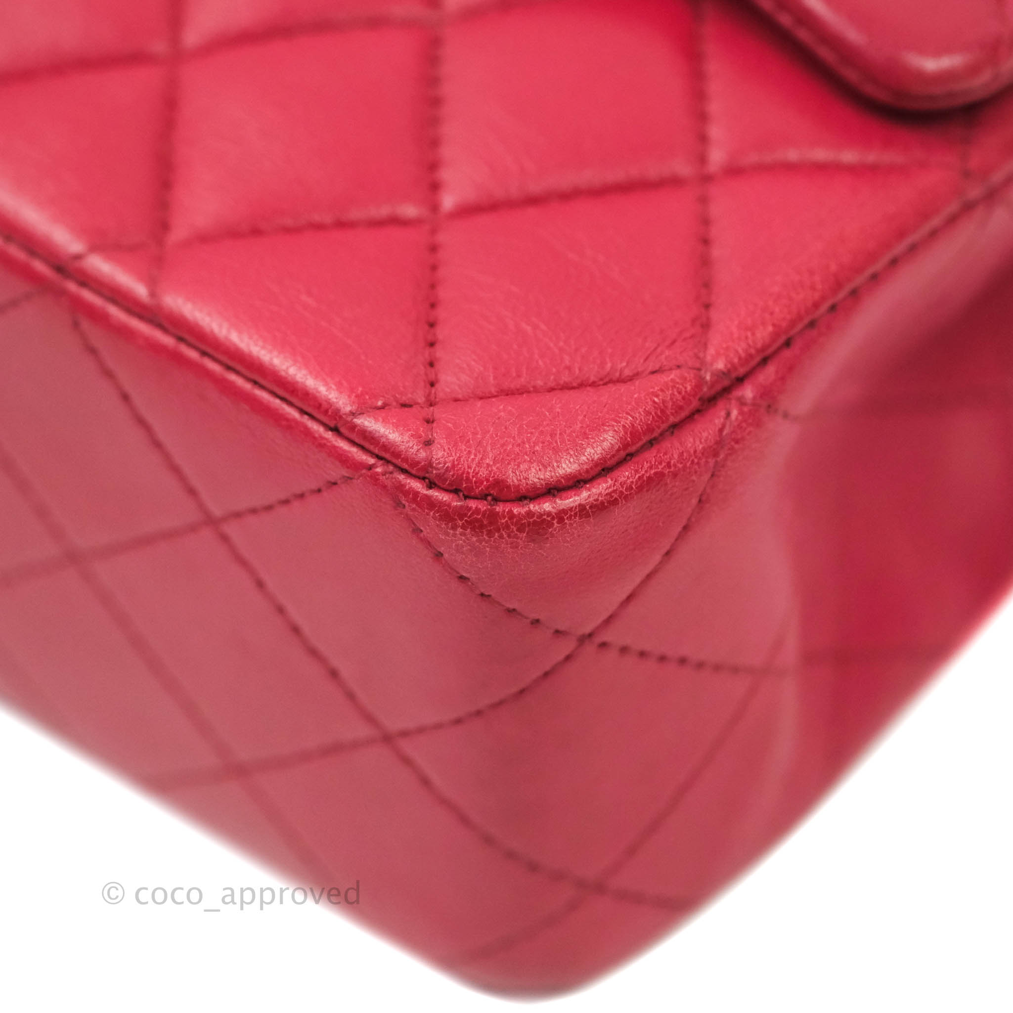 Chanel Classic Medium Double Flap Bag - Red Lambskin Leather with Silver Hardware | Luxury Handbag for Women, Perfect for Parties & Evening Events