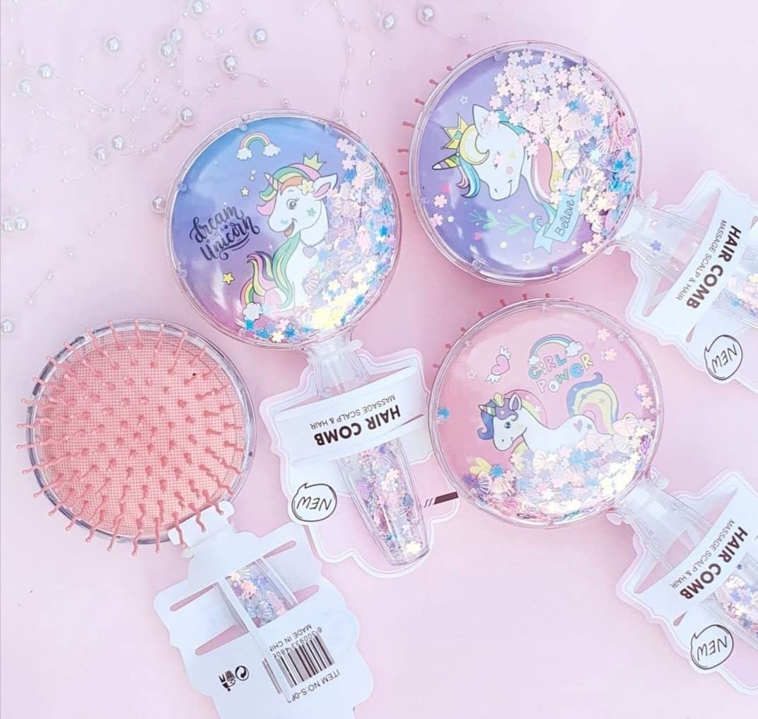 ARPIT MART Unicorn Glitter Star Hairbrush & Comb Set for Kids - Sparkling Detangling Brush for Girls' Hair Care - Perfect for Daily Styling, Birthday Gifts & Princess Dress-Up Play