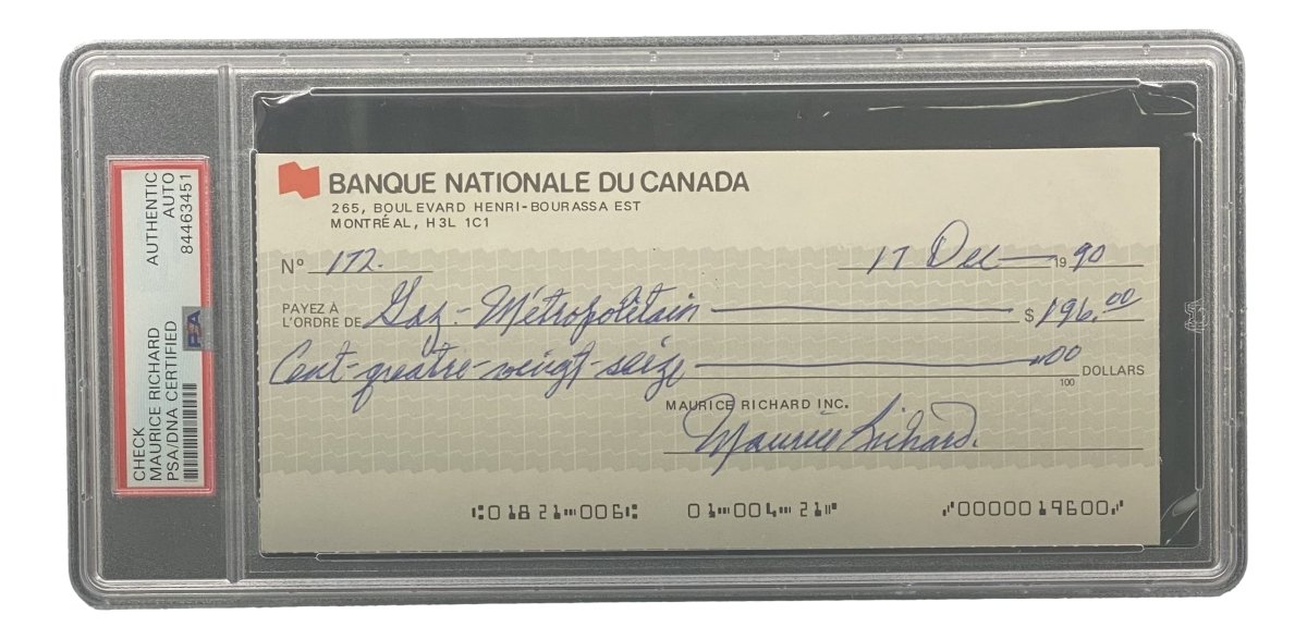 Authentic Maurice Richard Signed Montreal Canadiens Hockey Memorabilia - PSA/DNA Certified Bank Check #172 - Perfect for NHL Collectors, Sports Memorabilia Displays & Hockey Fan Gifts