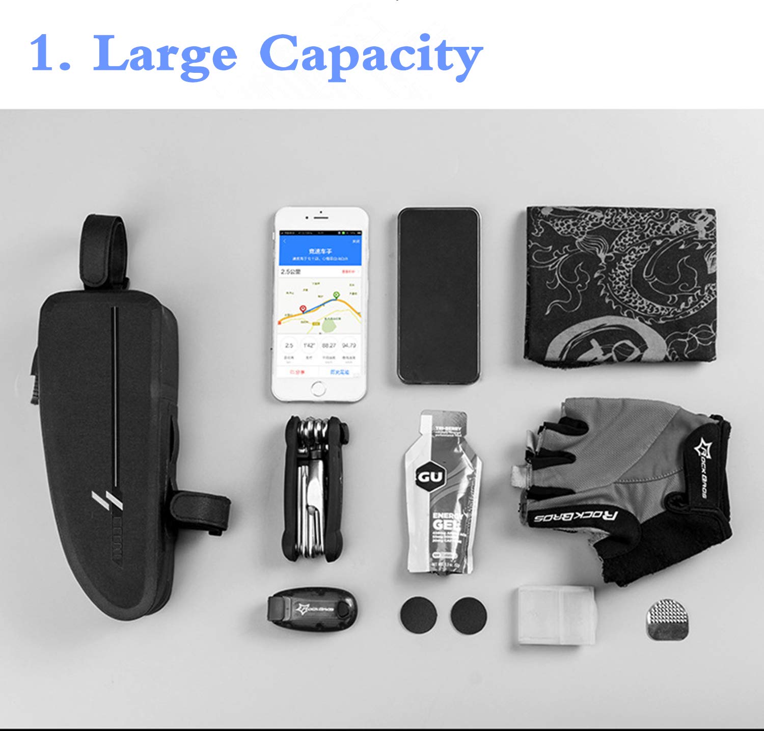 **Waterproof Bike Phone Frame Bag - Large Capacity Top Tube Pack for Cycling | Durable Bicycle Accessories Pouch for iPhone, Android Phones | Perfect for Commuting, Mountain Biking & Road Trips**