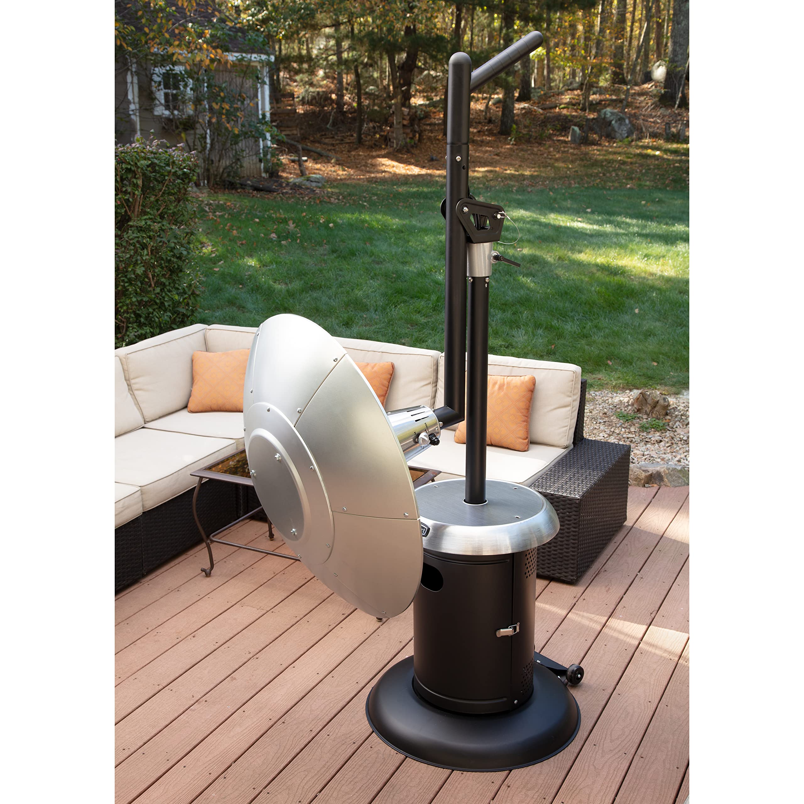 Cuisinart 38,200 BTU Stainless Steel Propane Patio Heater with Swivel Arm, Hidden Tank & Drink Table - Outdoor Heating for Backyard, Deck, Restaurant & Poolside Gatherings