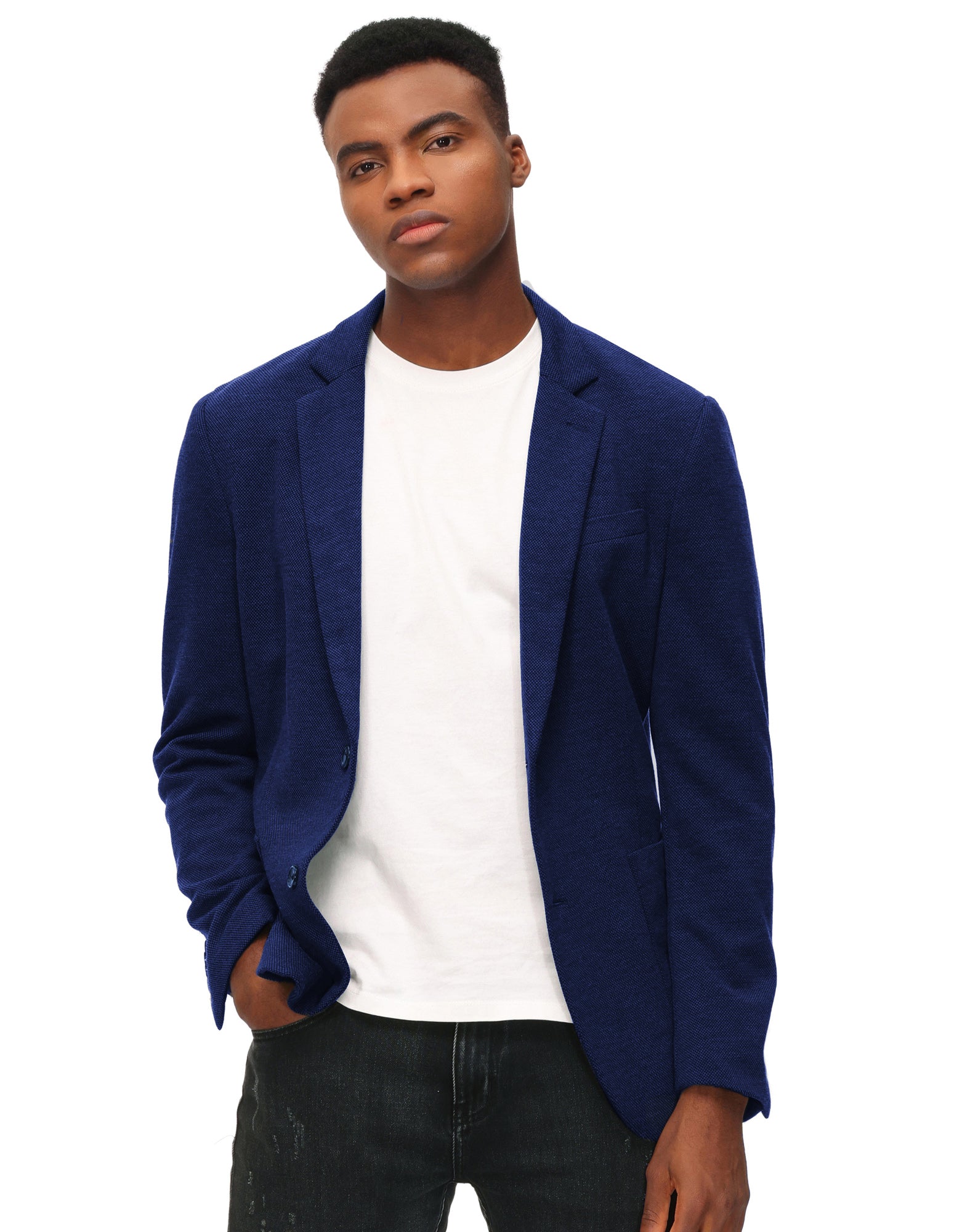 Men's Casual Knit Blazer - 2 Button Unlined Stretch Sport Coat Suit Jacket for Business Casual & Office Wear