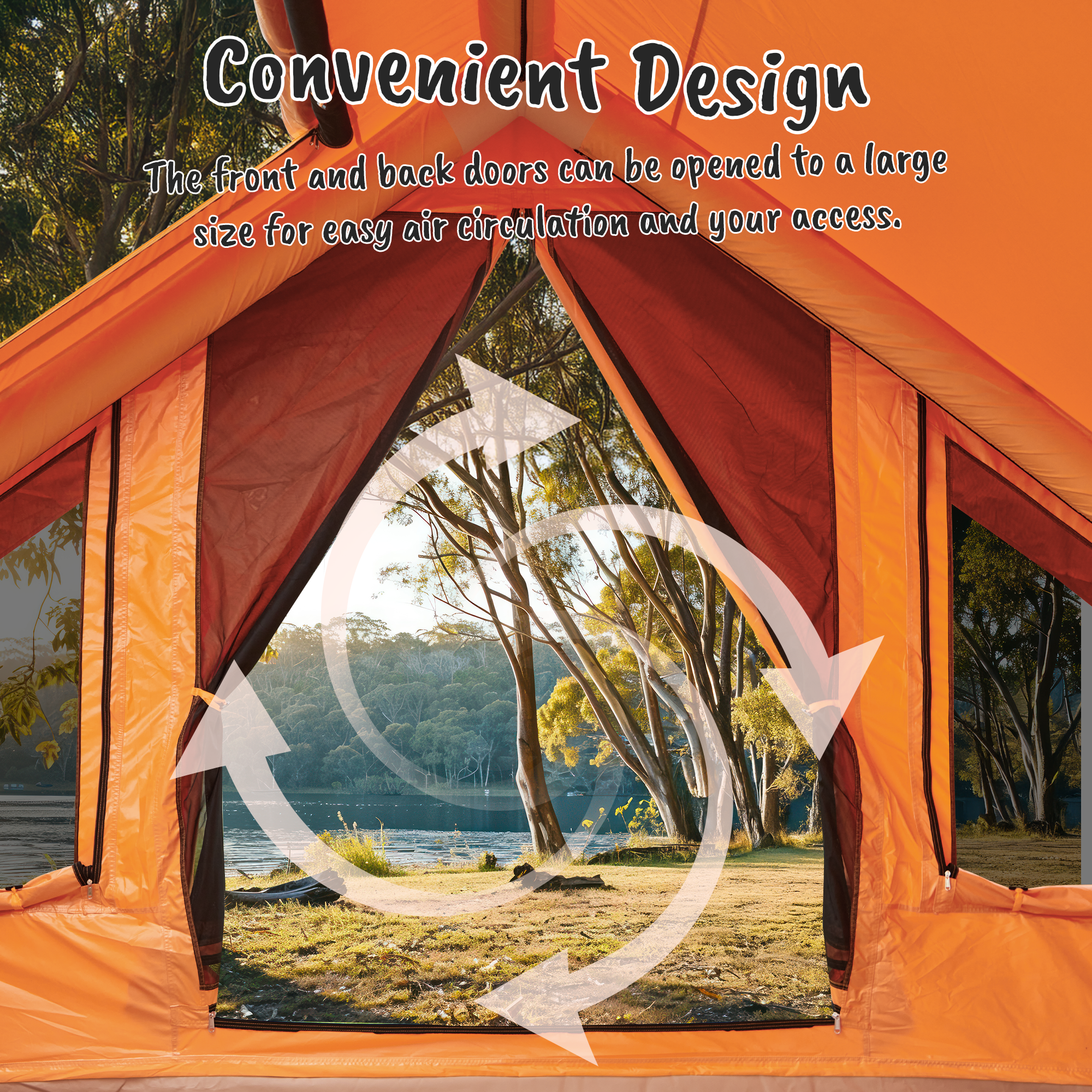 EROMMY 8-10 Person Inflatable Camping Tent with Chimney Opening – 12FT Large Waterproof Family Tent for Outdoor Camping, Hiking & Backyard Adventures