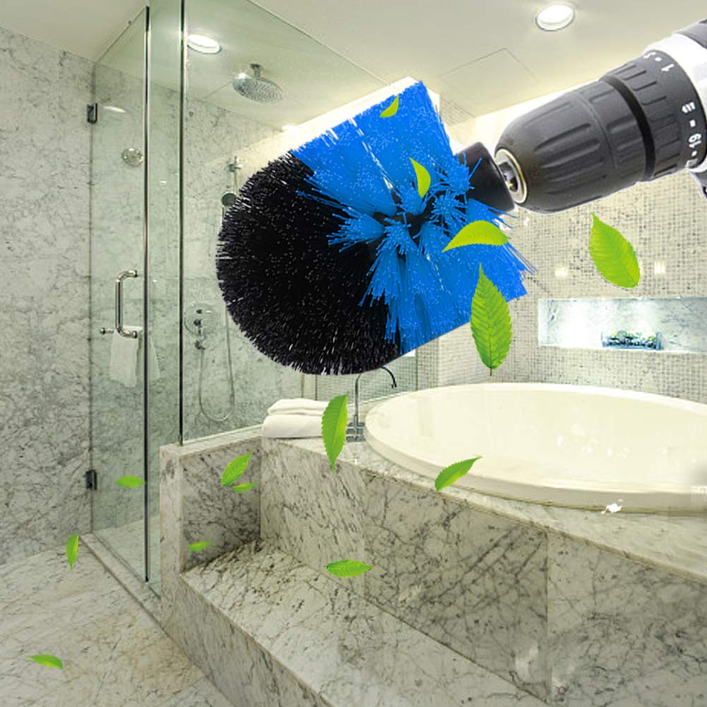 Electric Drill Power Scrubber Brush Kit with Extendable Attachment - Spin Scrubber Pads & Brushes for Deep Cleaning (Blue) - Perfect for Bathroom Tiles, Kitchen Sinks & Grout Cleaning