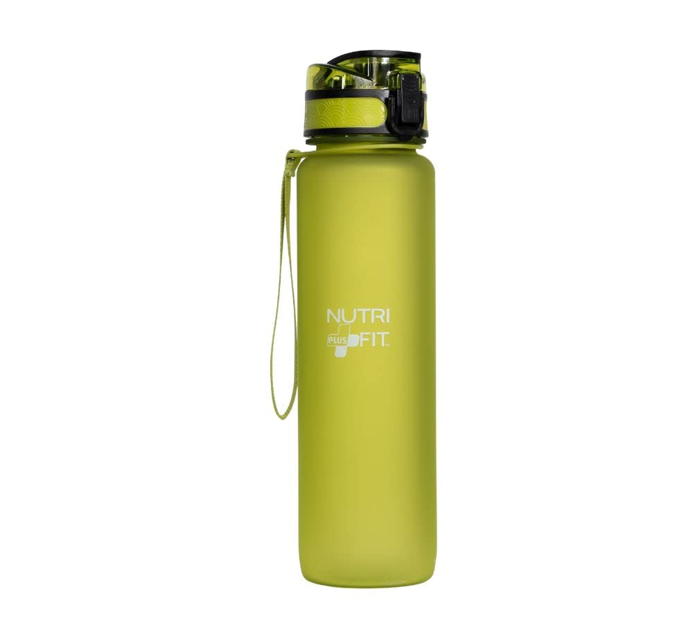Nutrifit Green 32oz Motivational Water Bottle with Time Markings - BPA Free Leak Proof Sports Bottle for Gym, Workouts & Daily Hydration Goals