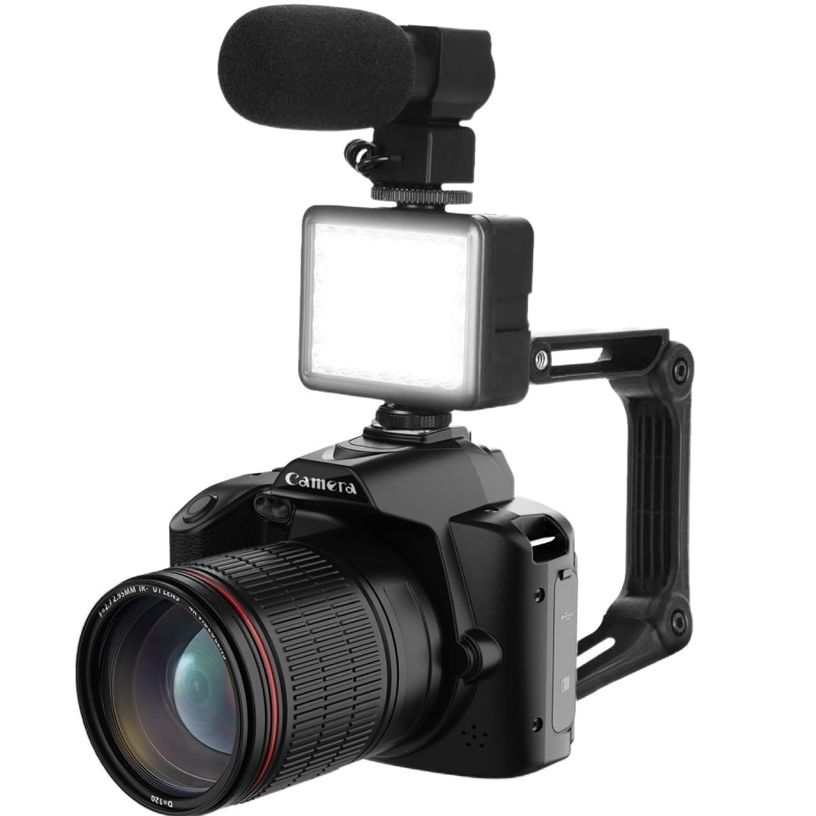 4K HD WiFi DSLR Camera with Dual Lens & 64MP Beauty Mode - Night Vision Video Camera for Vlogging, YouTube & Photography (D5+Light+Lens+Mac+Stand) - Perfect for Travel, Live Streaming & Low-Light Shooting