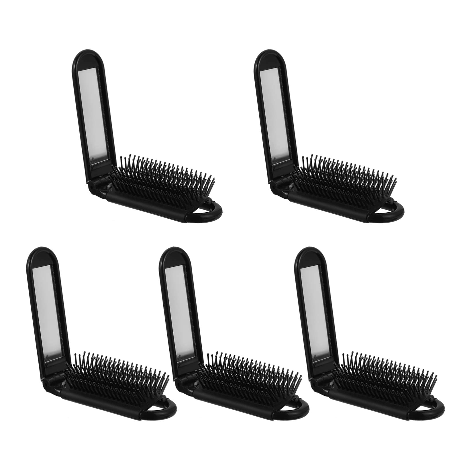 EXCEART 5pcs Foldable Comb with Mirror - Travel Hair Brush for Women & Beard Care - Compact for On-the-Go Styling