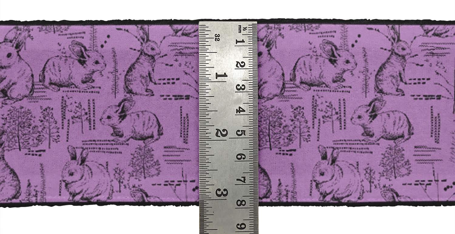 Purple Leaves & Rabbit Animal Printed Dupion Fabric Ribbon Trim - 9 Yards, 4 Inches Wide for Crafts, Sewing, DIY Accessories | Perfect for Dressmaking, Gift Wrapping, and Home Decor Projects