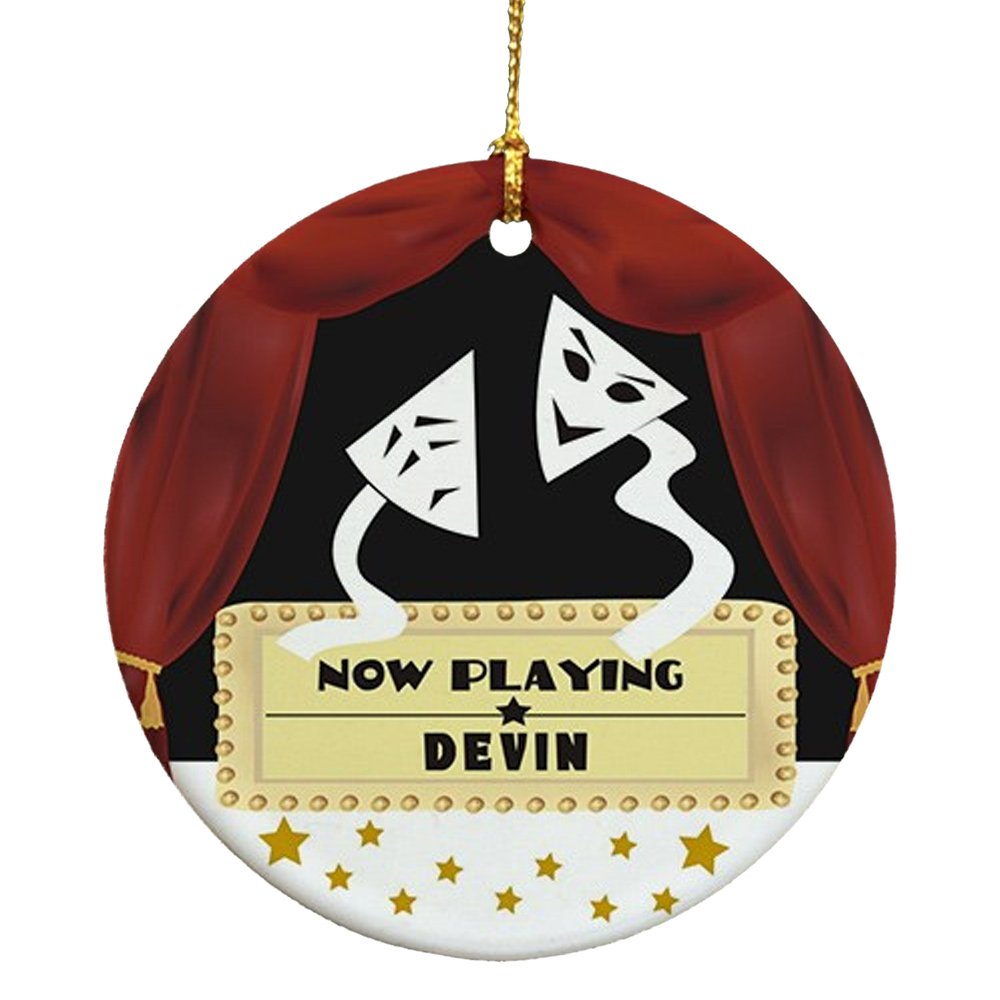 Personalized Ceramic Drama Mask Ornament - Unique Gift for Theater Lovers, Actors & Drama Students - Perfect for Christmas Tree Decor, Home Wall Art, or Stage Performance Souvenirs