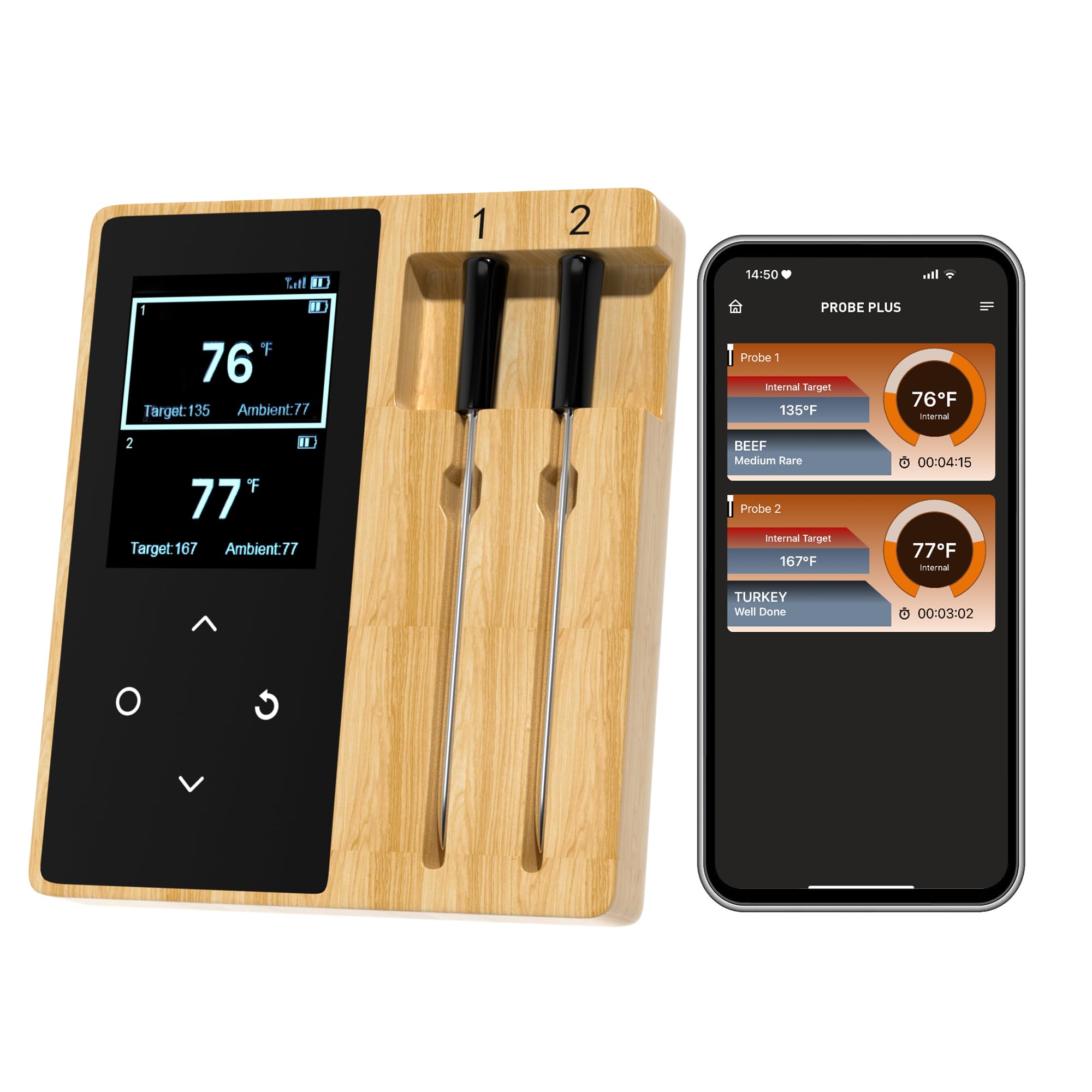 **Niitawm Digital Meat Thermometer - Smart Bluetooth Wireless Food Thermometer with Dual Probes for BBQ, Smoker, Grill & Air Fryer - Long Range iOS & Android App Control - Perfect for Cooking, Grilling & Gifting**    *(Ideal for backyard BBQs, holiday feasts, and home chefs who love precision cooking!)*