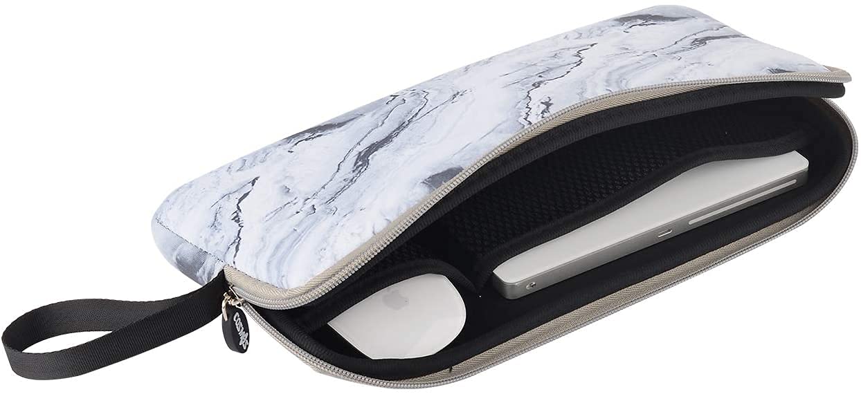 Premium Neoprene Carrying Case for Apple Magic Keyboard, Wireless Keyboard, Magic Mouse & Trackpad - Waterproof Protective Pouch with White Marble Design | Perfect for Travel, Office & Home Use