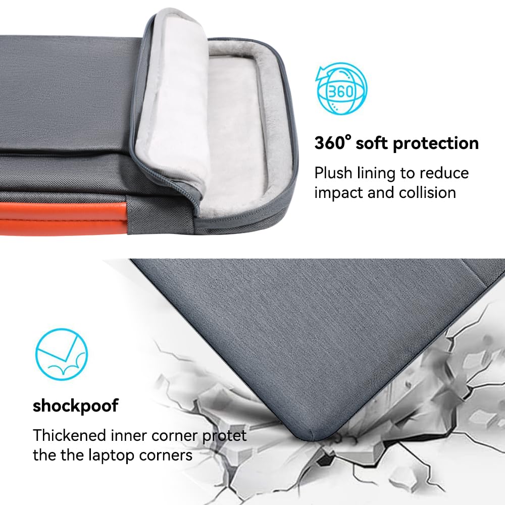 LANDICI 15.6-16 Inch Laptop Sleeve Case - 360° Protective Padded Neoprene Cover for MacBook Air 15, MacBook Pro 15/16 (2021), Dell, Lenovo, HP, Acer, Samsung Notebooks - Water Resistant & Shockproof Grey Computer Bag for Work, School & Travel
