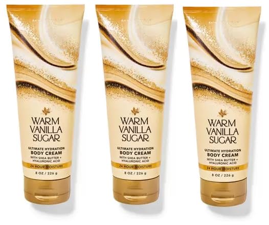 Warm Vanilla Sugar Body Cream Gift Set - Pack of 3 Full Size 8 oz Moisturizing Lotions for Dry Skin | Ultra Hydrating & Nourishing | Perfect for Gifts, Self-Care & Daily Moisturizing Routine