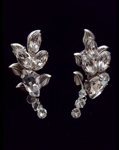 Elegant Crystal Leaf Earcuff Bridal Earrings by Kezani - Perfect for Wedding, Prom, and Special Occasions
