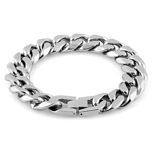Stainless Steel Flat Curb Link Bracelet for Women & Men - Durable Fashion Jewelry for Everyday Wear, Gifts & Special Occasions