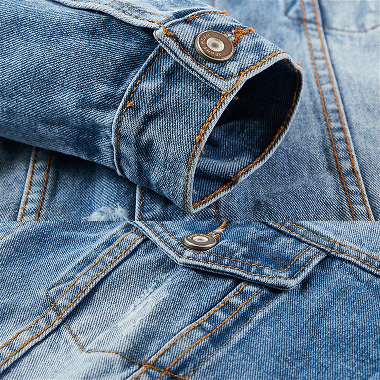Stylish Ripped Denim Jacket and Jeans 2-Piece Set for Couples - Trendy Spring & Fall Outfit for Casual Wear, Date Night, and Street Fashion