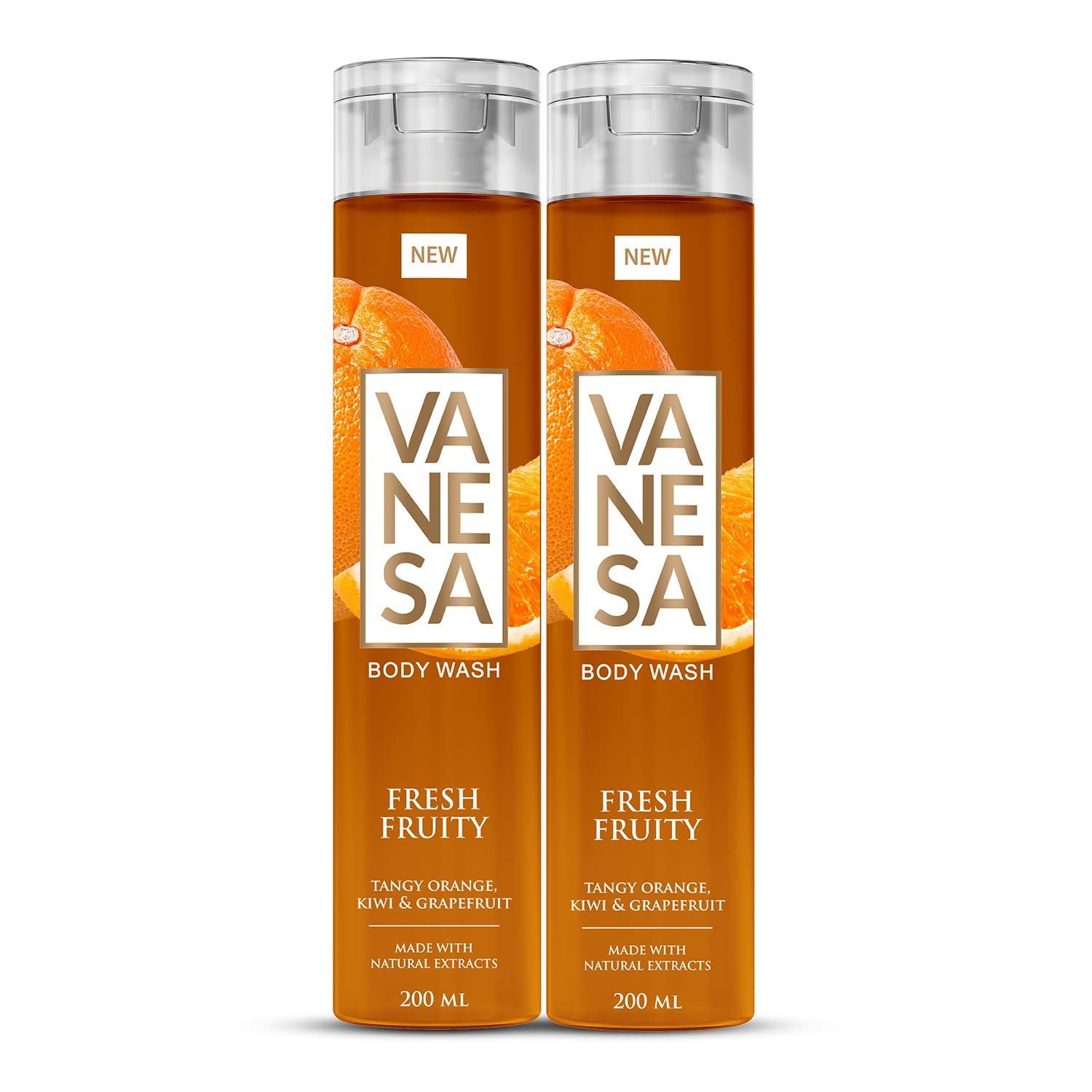 VANESA Fresh Fruit Scented Body Wash - 200ML Each (Pack of 2) | Natural Fruit Aroma | Gentle Moisturizing Shower Gel for Women & Men | Perfect for Daily Use, Gym & Post-Workout Refreshment