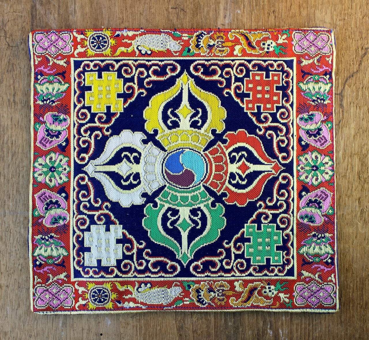 Premium Brocade Small Altar Cloth for Buddhist Shrine, Home Temple & Meditation Space - Elegant Embroidery Religious Decor