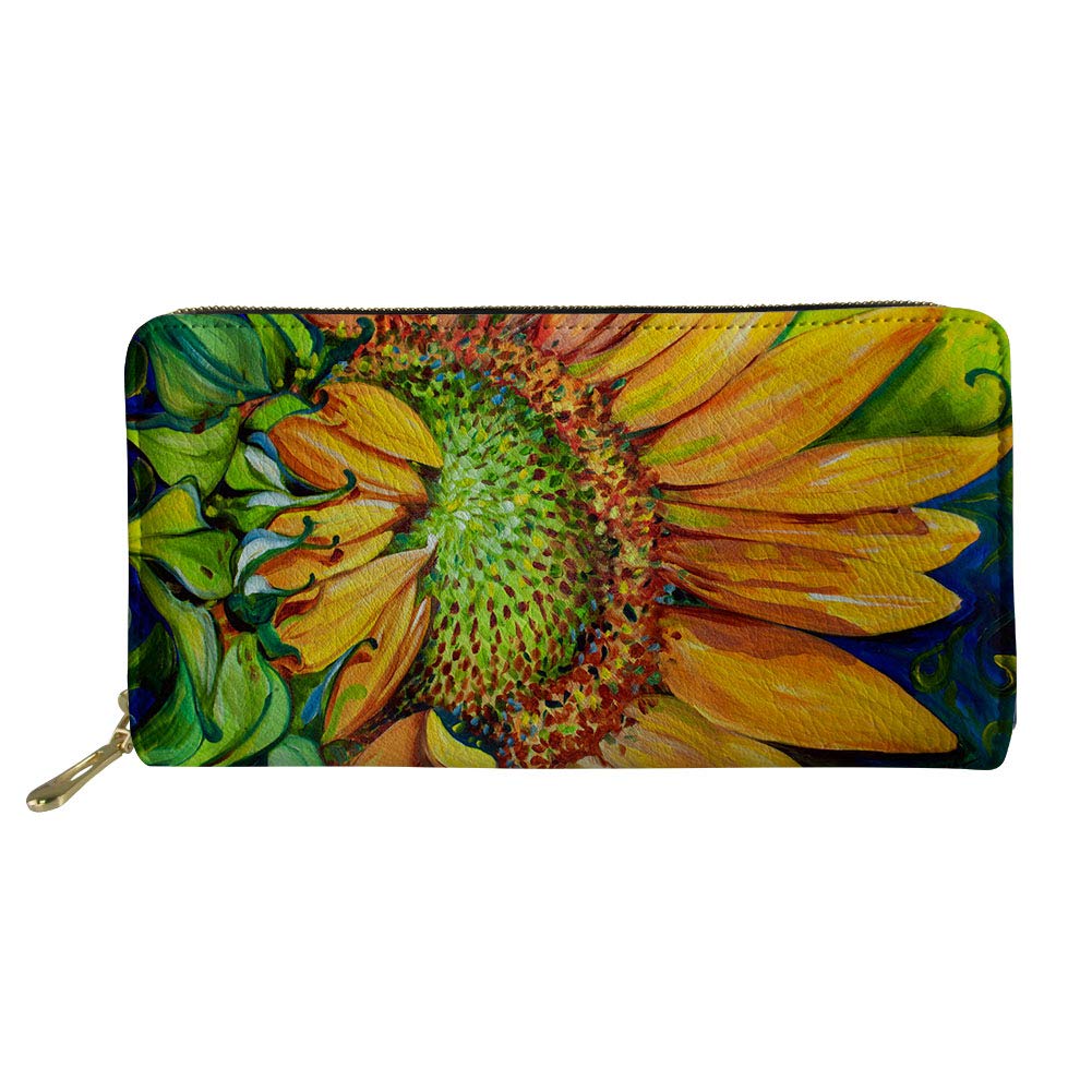 SANNOVO Women's Sunflower Print PU Leather Travel Pouch - Stylish Crossbody Bag for Daily Use, Shopping & Outdoor Activities
