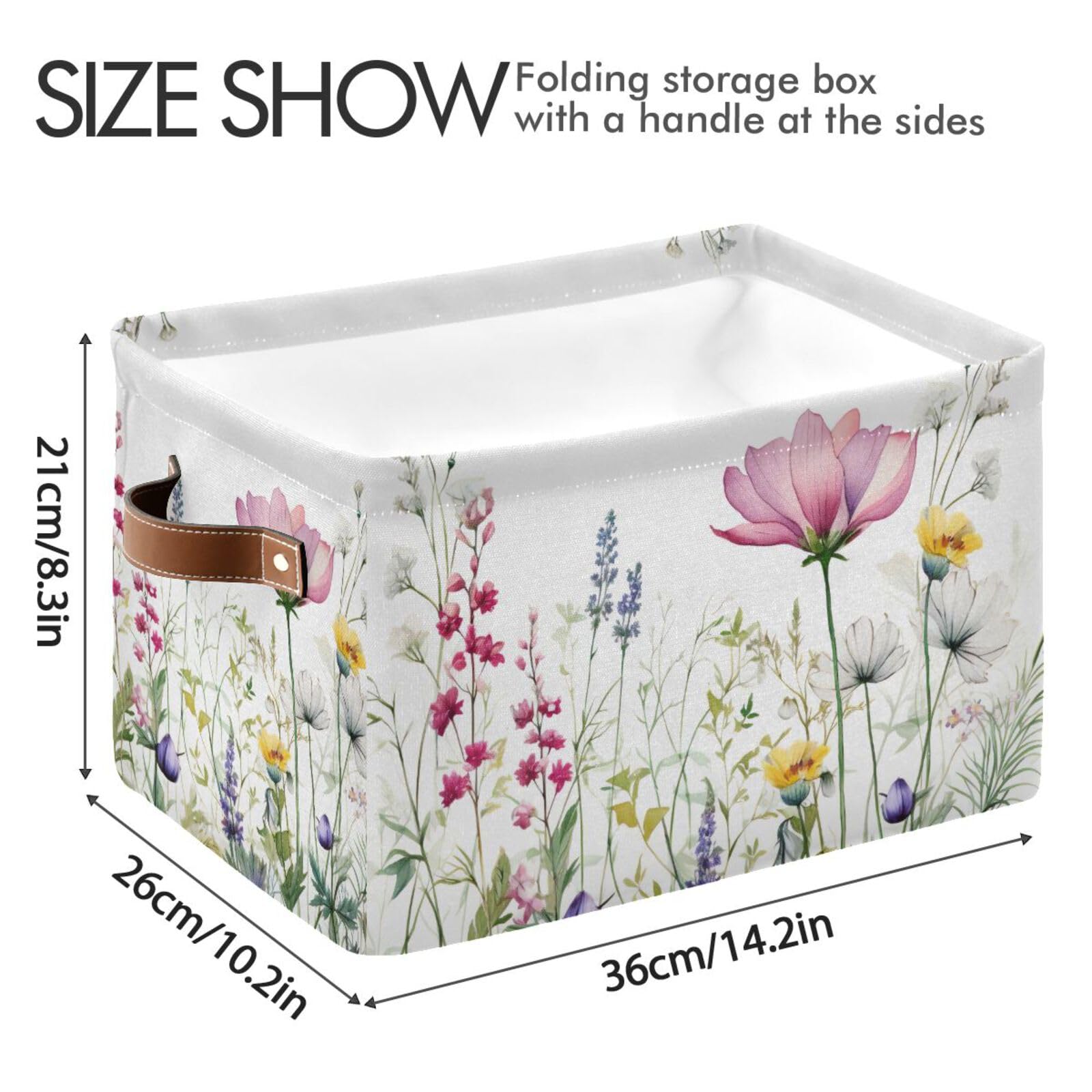 Foldable Canvas Storage Baskets with Handles - 2 Pack Rectangle Fabric Organizer Box for Clothes, Toys & Home Decor | Perfect for Closet, Shelves, Office & Bedroom Organization