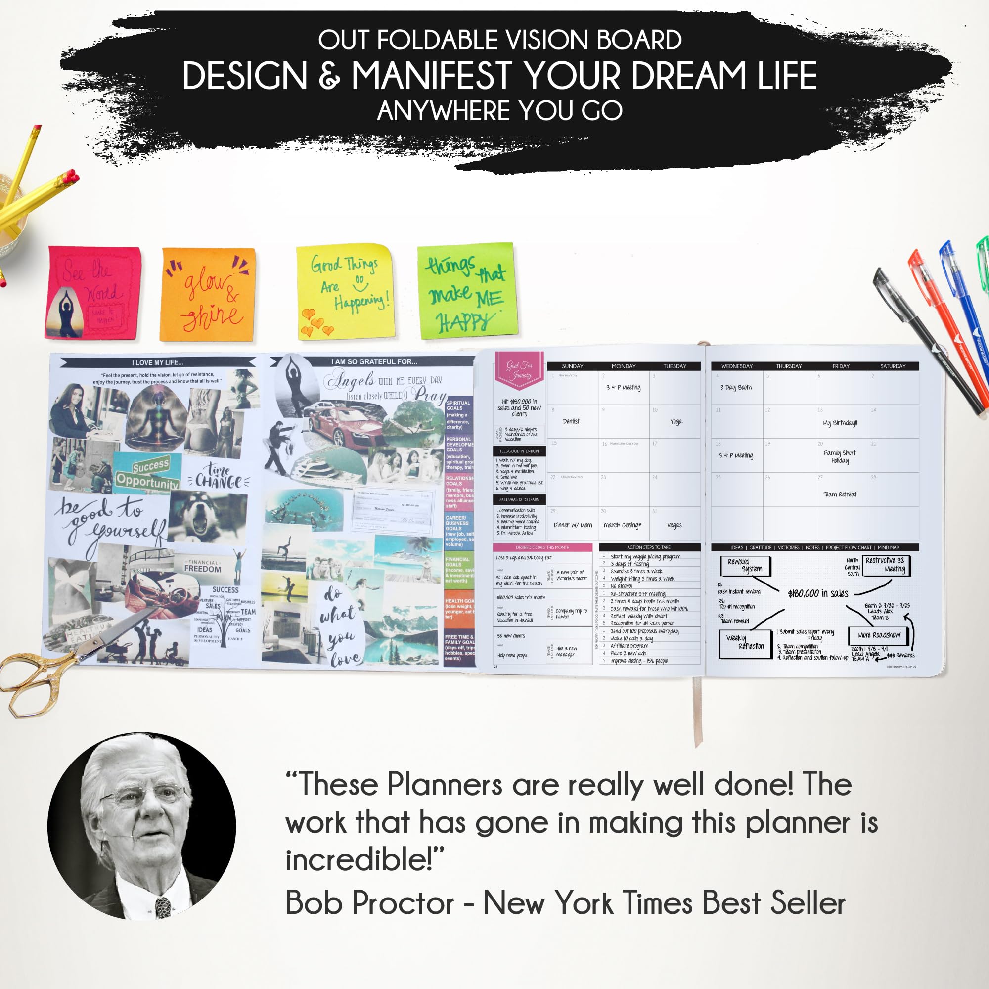 2025 Law of Attraction Planner - Productivity & Goal Setting Journal with Hourly, Weekly, Monthly Layouts | 12-Month Vision Board Planner with Gratitude Pages, Stickers & Gift Box - Perfect for Manifestation, Self-Improvement & Daily Organization