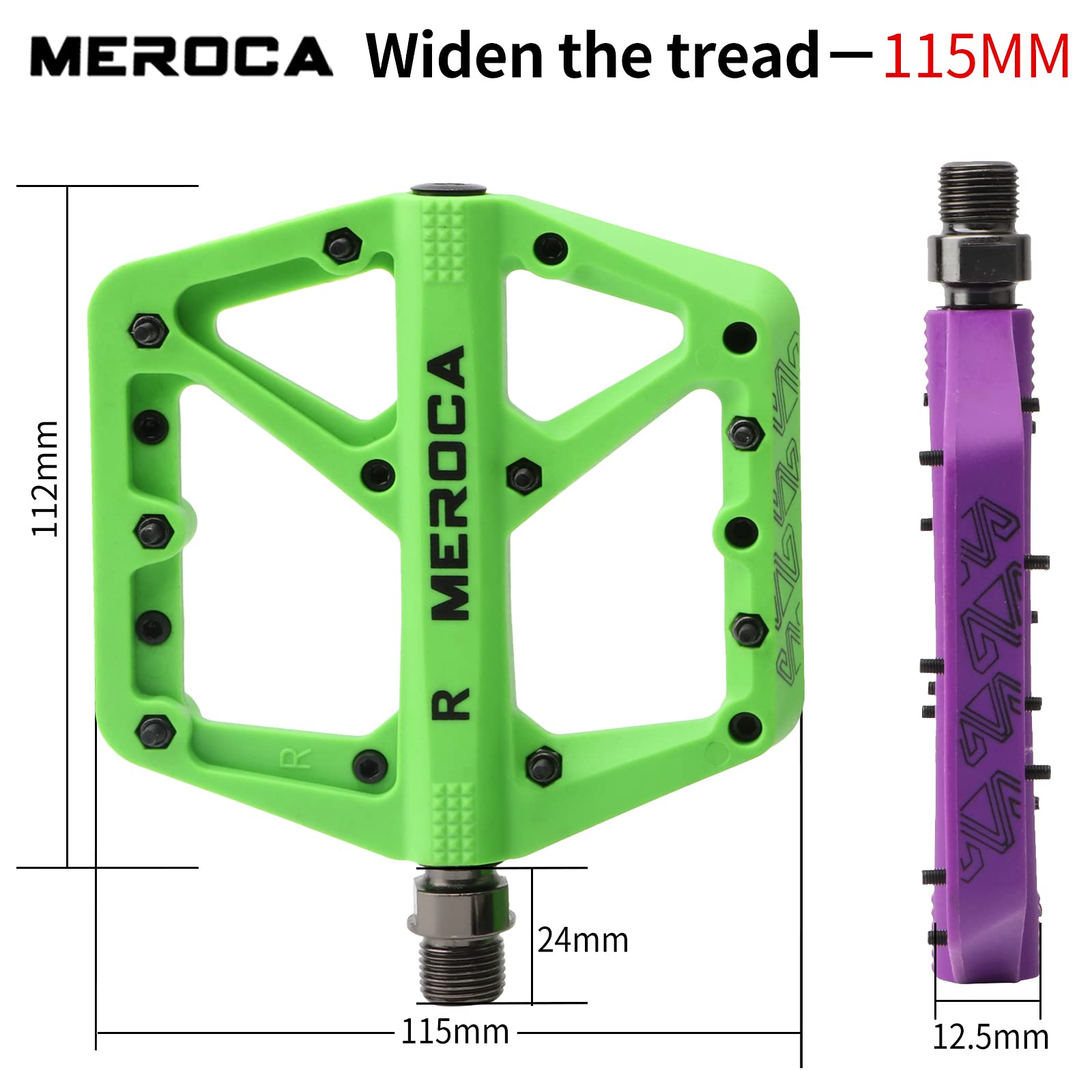 MEROCA Mountain Bike Pedals - Non-Slip Lightweight Nylon Fiber Bicycle Pedals for MTB, Road & Commuter Bikes | Durable & Comfortable for Trail Riding, Cycling & Daily Commute