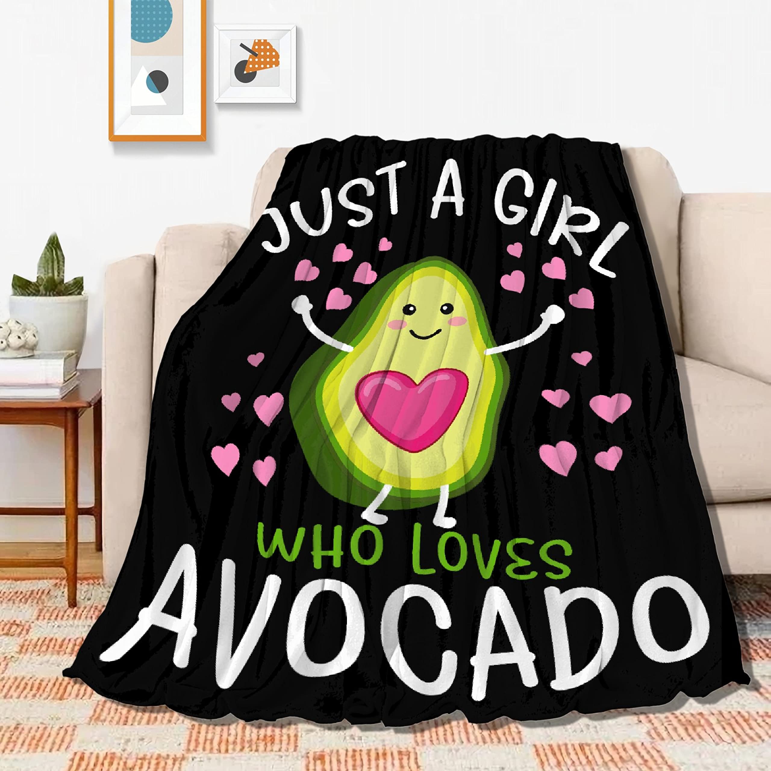 Just Girl Loves Avocado Print Soft Flannel Blanket - Cozy Lightweight Throw Quilt for Bed, Sofa & Couch - Extra Large 120