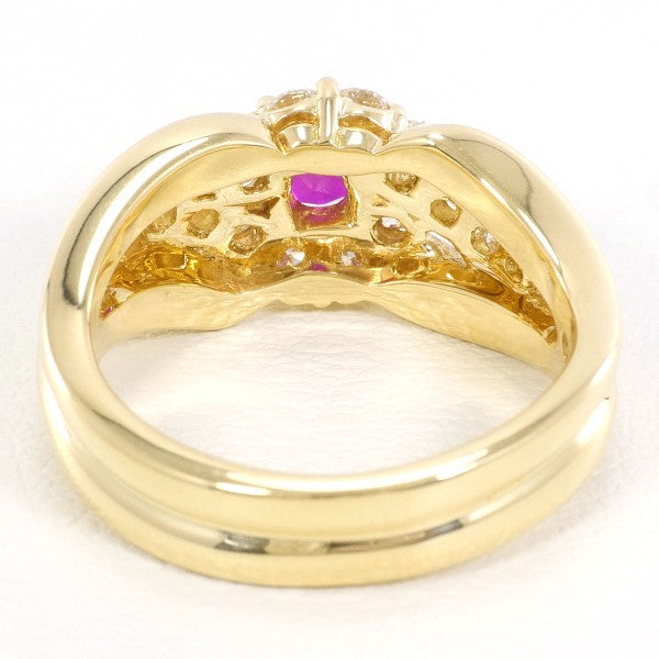 18K Yellow Gold Ruby and Diamond Ring for Women - Elegant Vintage Style Jewelry for Engagement, Wedding, Anniversary Gifts
