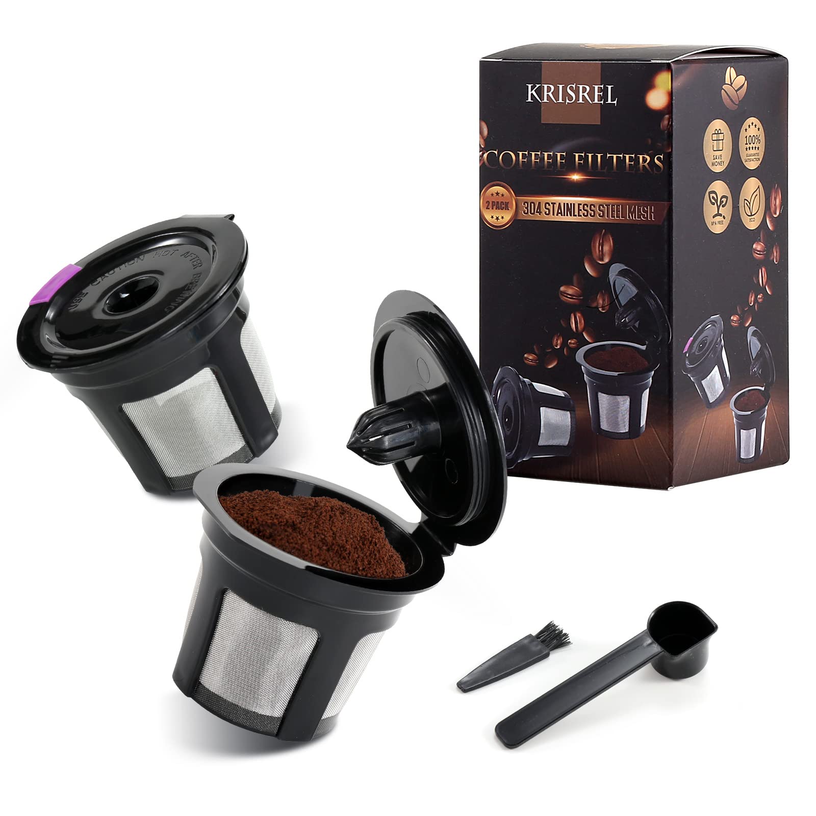 Reusable K-Cup Coffee Filters 2 Pack - BPA Free for Keurig 1.0/2.0 Brewers - Perfect for Home & Office Use