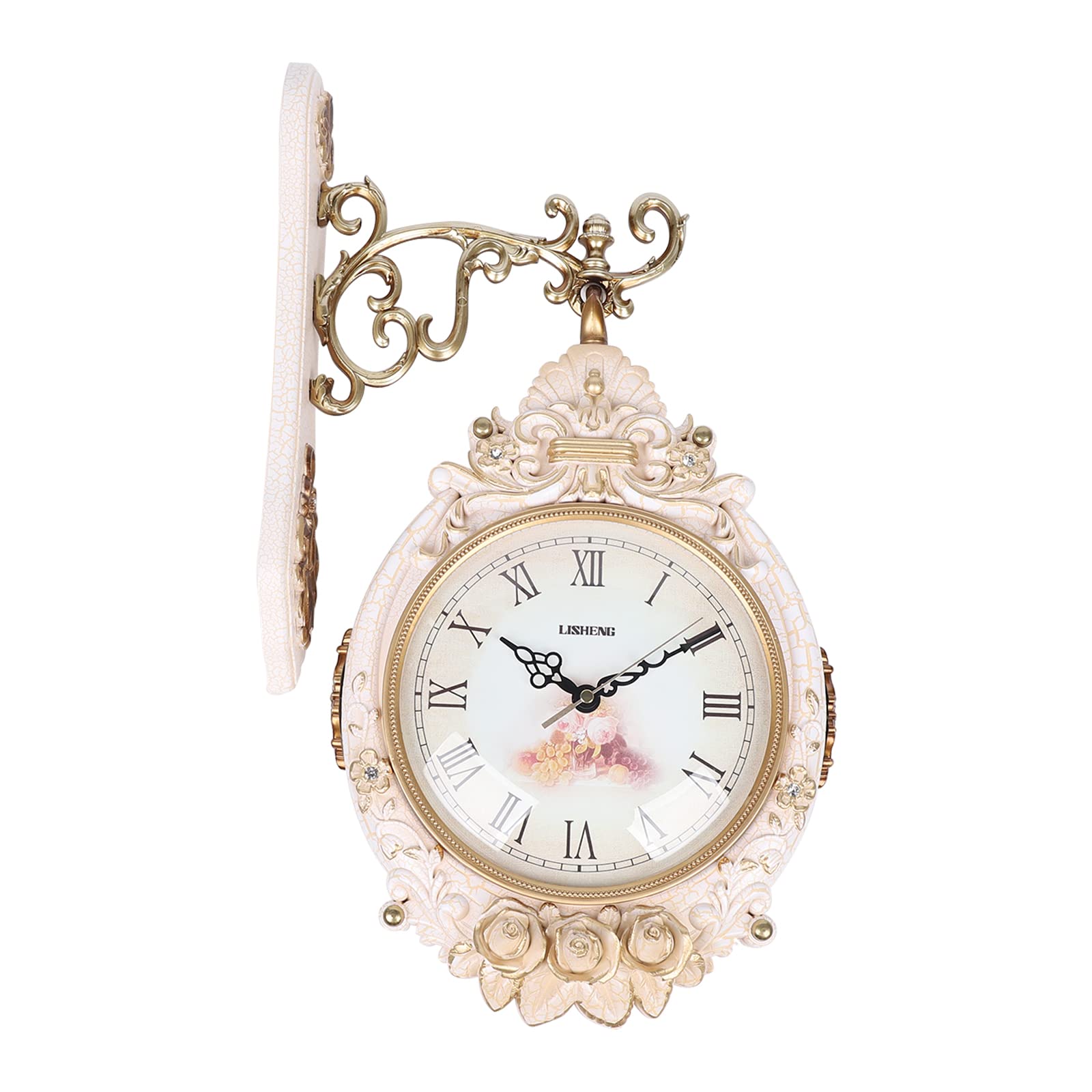 7.5 Inch Vintage Round Wall Clock - Silent Non-Ticking Glass Dial & Metal Frame - 12-Hour Double Sided Station Clock for Home, Office, Kitchen Decor - Perfect Gift Idea for Housewarming, Birthday & Christmas