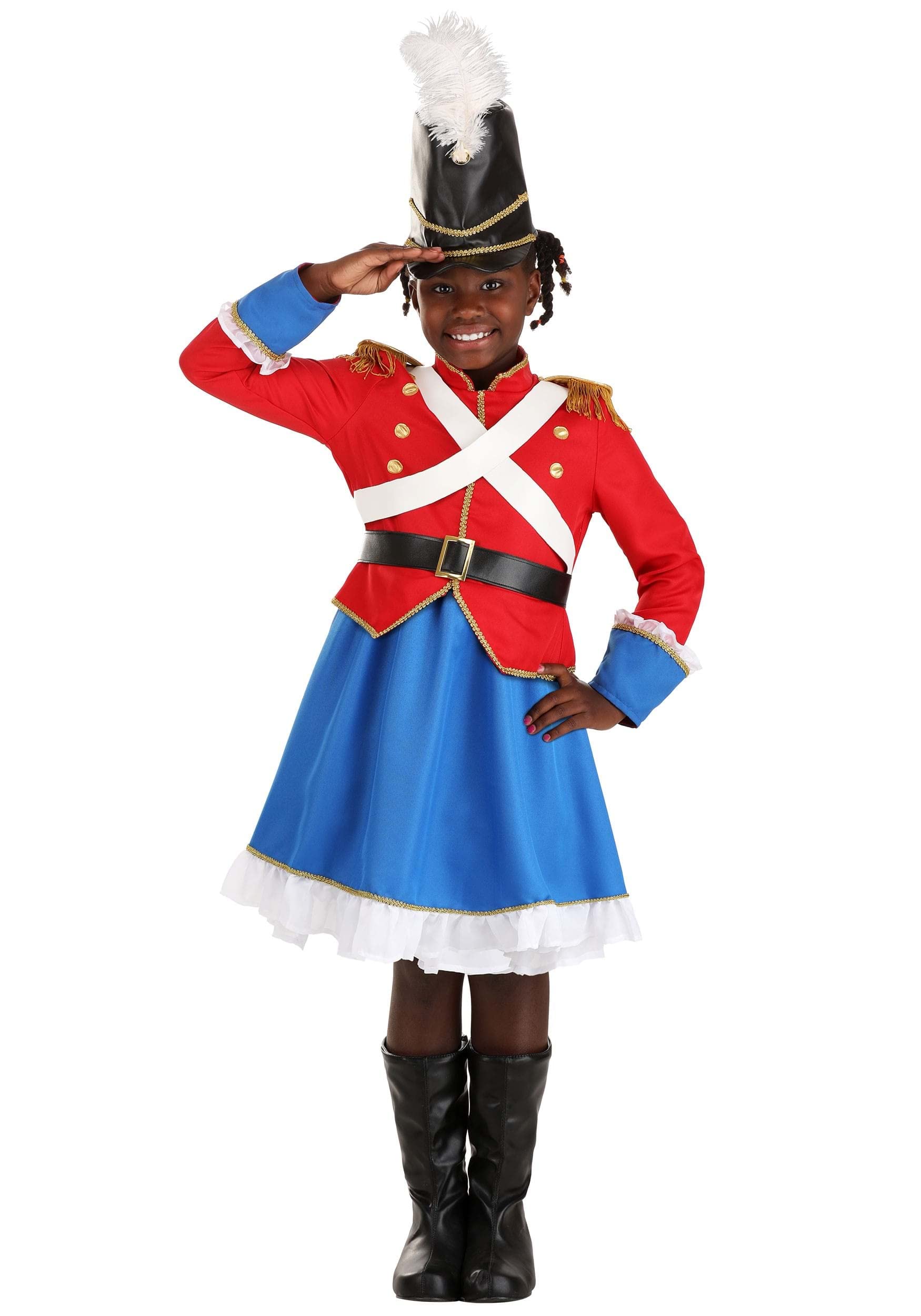 Girl's Toy Soldier Costume for Kids | Classic Military Dress Up Outfit | Halloween, Christmas & Role Play Costume