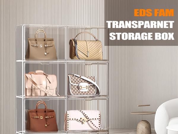 4-Pack Clear Stackable Plastic Storage Bins with Magnetic Lid - Acrylic Shoe Display Case for Books, Cosmetics, Figures & Collectibles - Perfect for Shoe Box, Handbag & Home Organization (Ideal for Closet, Office & Retail Display)