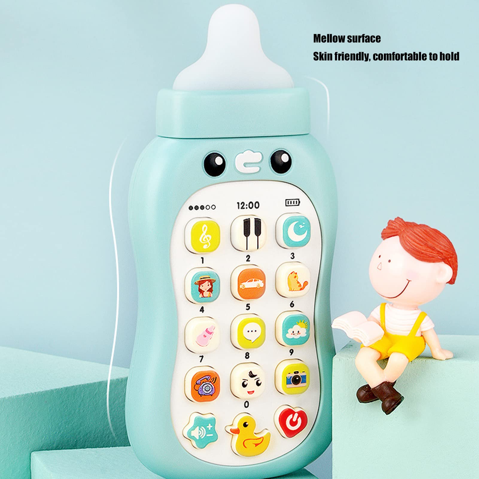 Portable Baby Learning Cell Phone with Pacifier - Educational Toy for Infants & Toddlers - 15 Interactive Functions (Weather Sounds, Piano Music) - Early Learning Mobile Phone Toy - Perfect for Home, Travel & Daycare Playtime