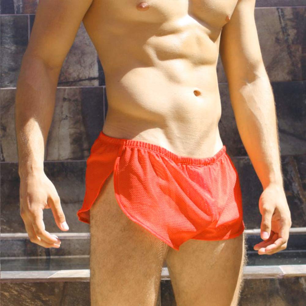 Sexy Men's Split Side Athletic Shorts - Breathable Mesh Fabric with Large Side Splits for Running, Gym & Summer Workouts