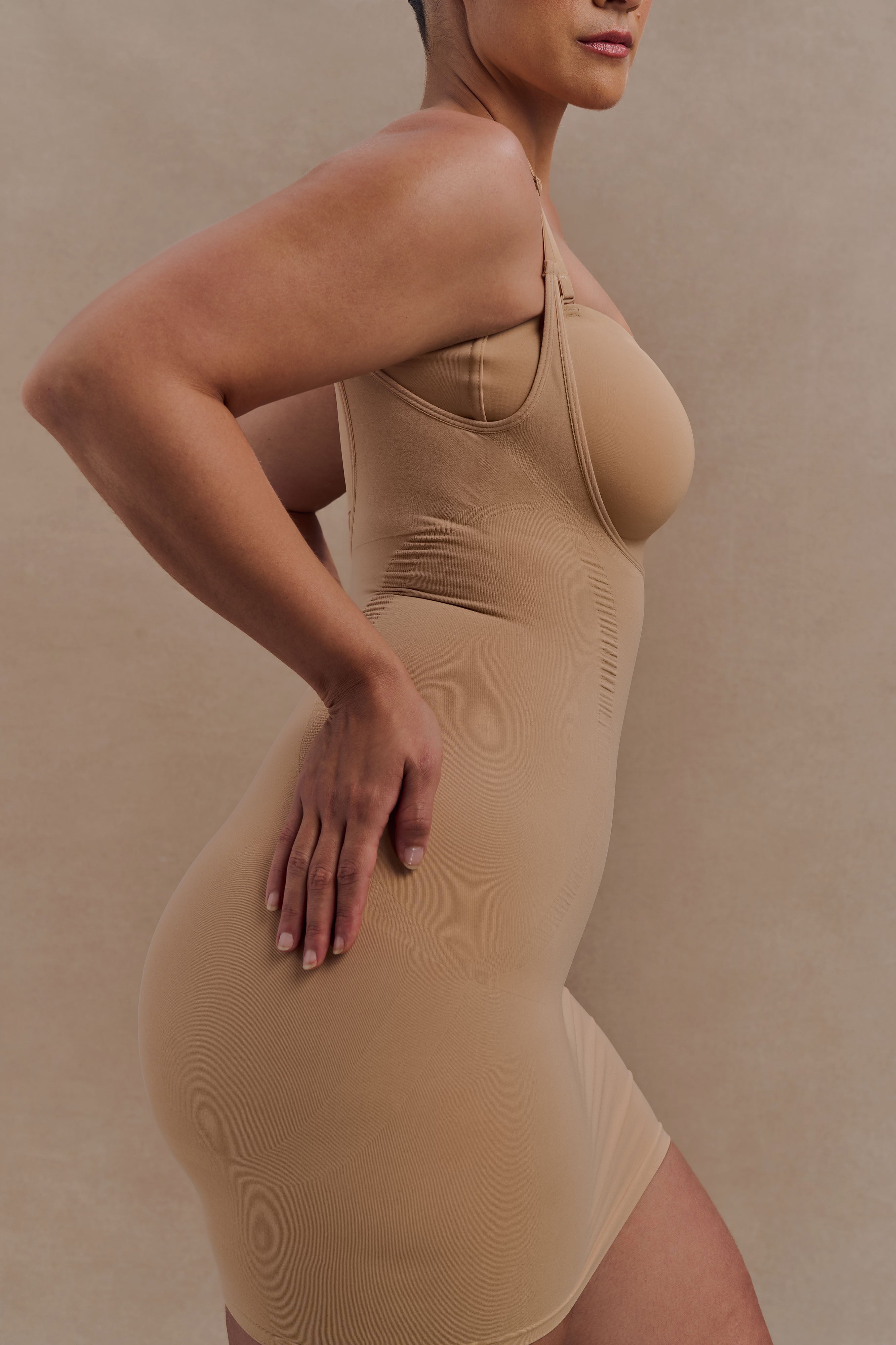 Jocelyn Backless Shapewear Mini Dress - Slimming Bodycon Dress for Women in Beige | Perfect for Weddings, Parties & Special Occasions
