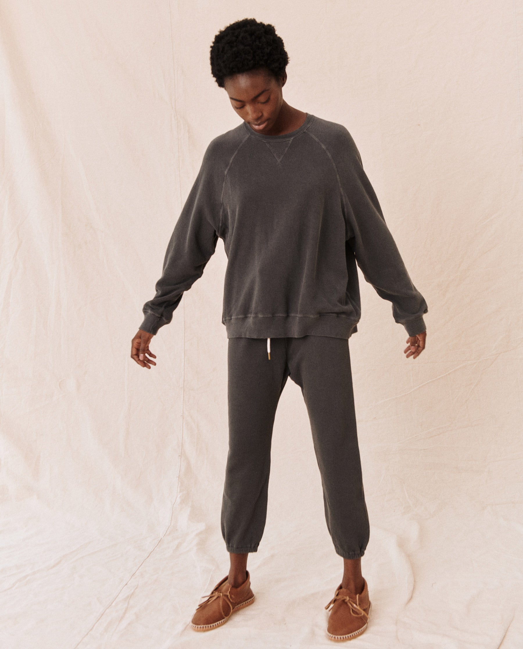 Slouch Sweatshirt for Women - Soft Washed Black Cotton Oversized Pullover | Perfect for Casual Wear, Lounge & Street Style