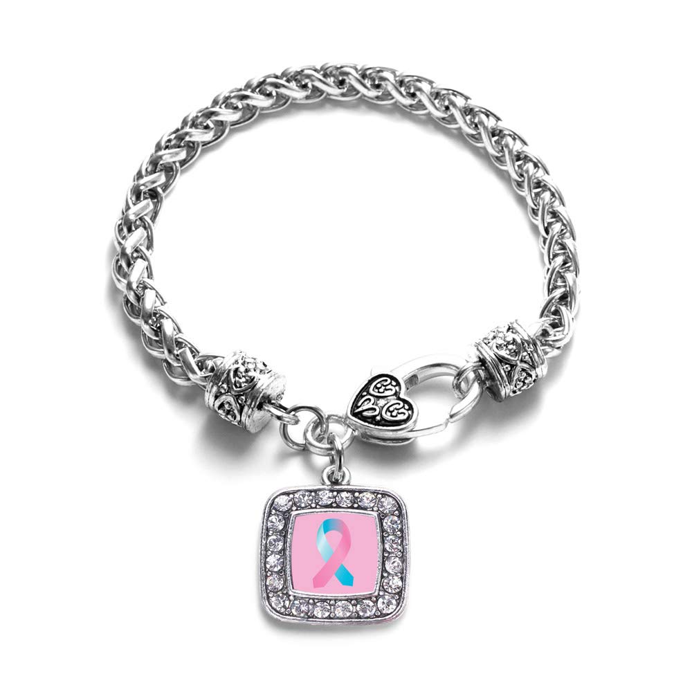 Inspired Silver - Elegant Silver Square Charm Bracelet with Sparkling Cubic Zirconia Jewelry | Perfect for Gifts, Parties & Everyday Wear