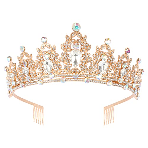 Didder AB Crystal Tiaras for Women & Girls - Elegant Gold Princess Crown with Comb for Weddings, Prom, Birthday Parties | Bridal Hair Accessories & Christmas Headbands for Special Occasions