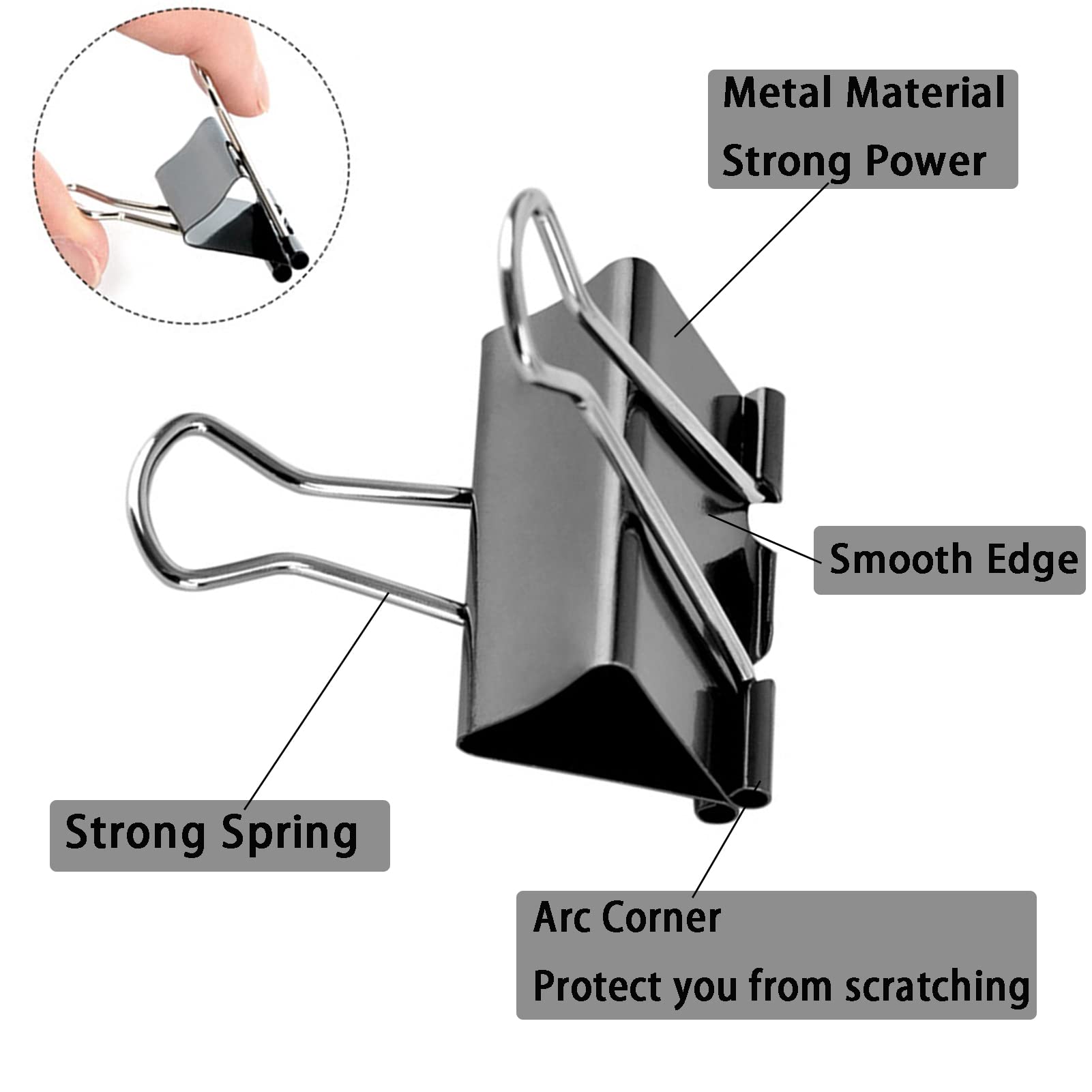 2 Inch Large Binder Clips (60 Pack) - Extra Strong Big Paper Clamps for Office, School & Home Organization - Perfect for Documents, Files, Artwork & Bulletin Boards - Black