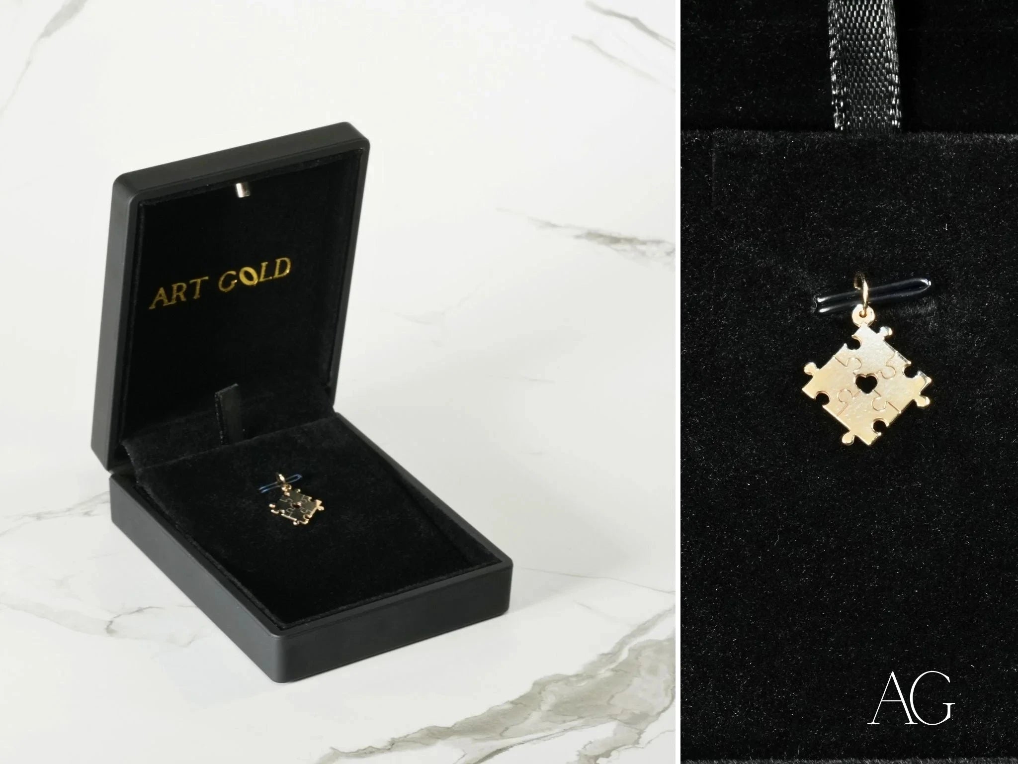 Golden Puzzle Autism Awareness Necklace - Symbol of Support & Hope for Autism Awareness Month, Special Needs Gifts, Jewelry for Parents & Caregivers - Perfect for Fundraisers, Daily Wear & Advocacy Events