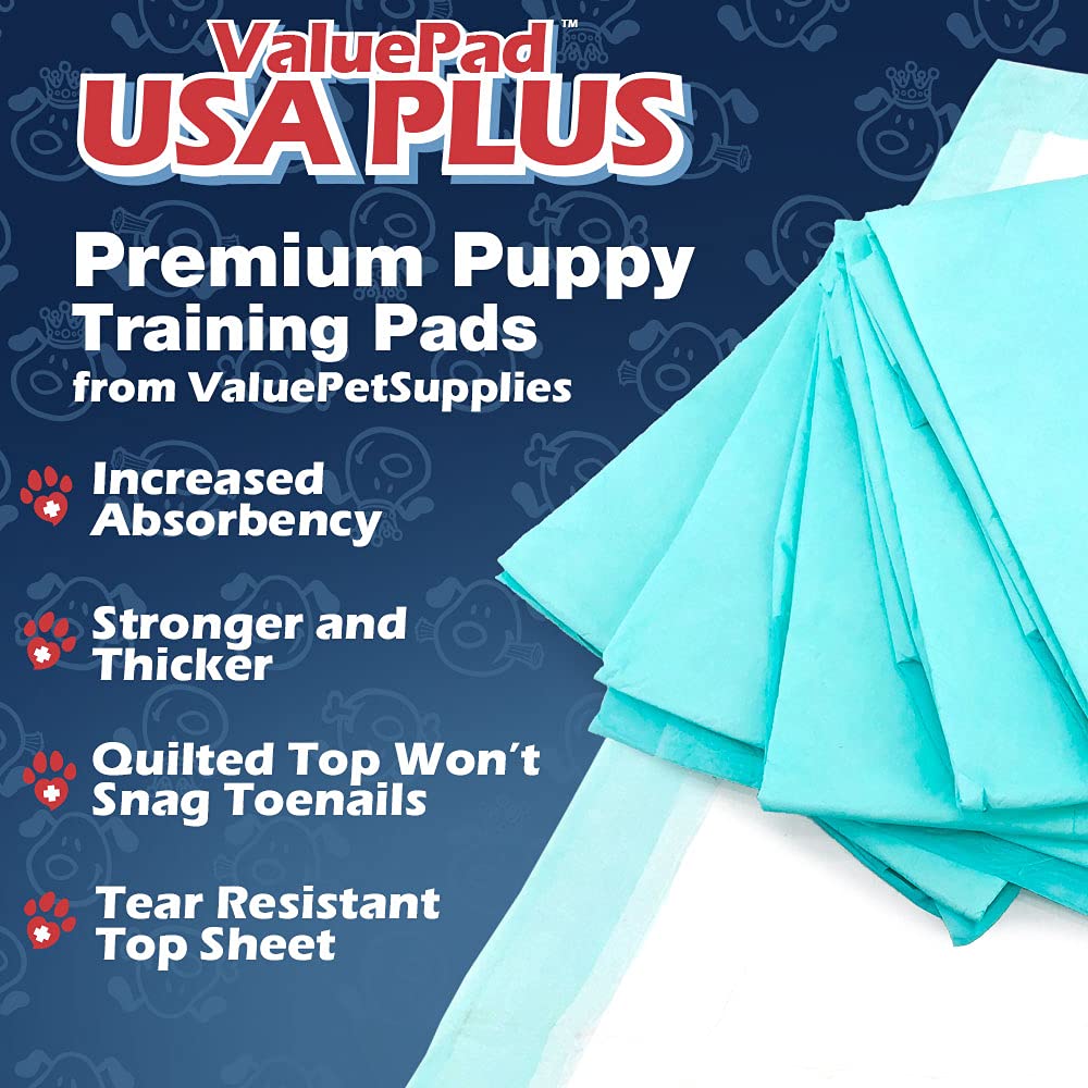 **ValuePad USA Plus Extra Large Puppy Pads (28x36 Inch, 200 Count Bulk Pack) – Premium Absorbent Dog Pee Pads with 5-Layer Leakproof Design & Super Absorbent Polymer Gel Core – Ideal for Puppy Training, Crate Lining & Pet Accidents**