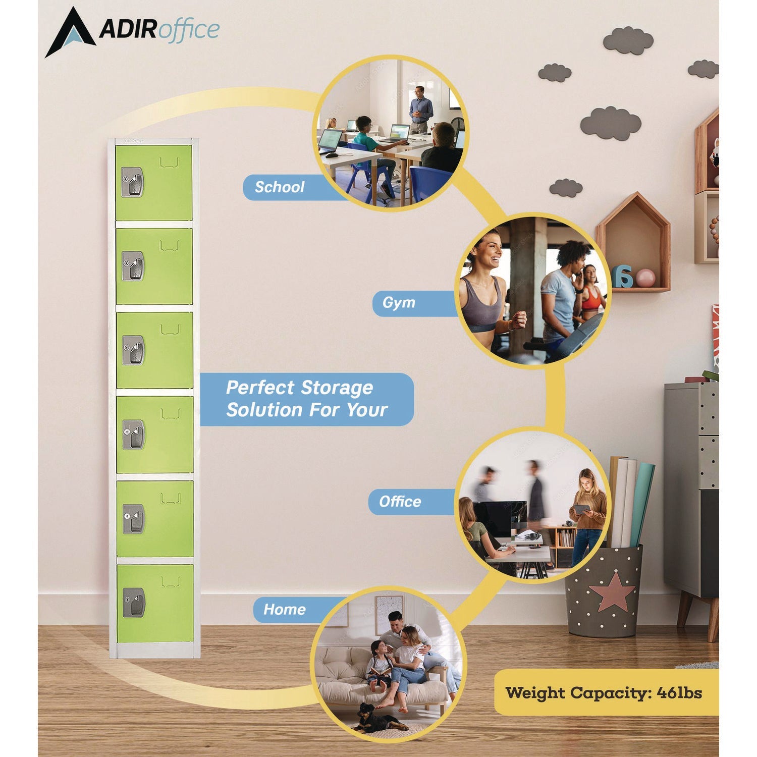 AdirOffice 6-Compartment Steel Storage Locker - 12