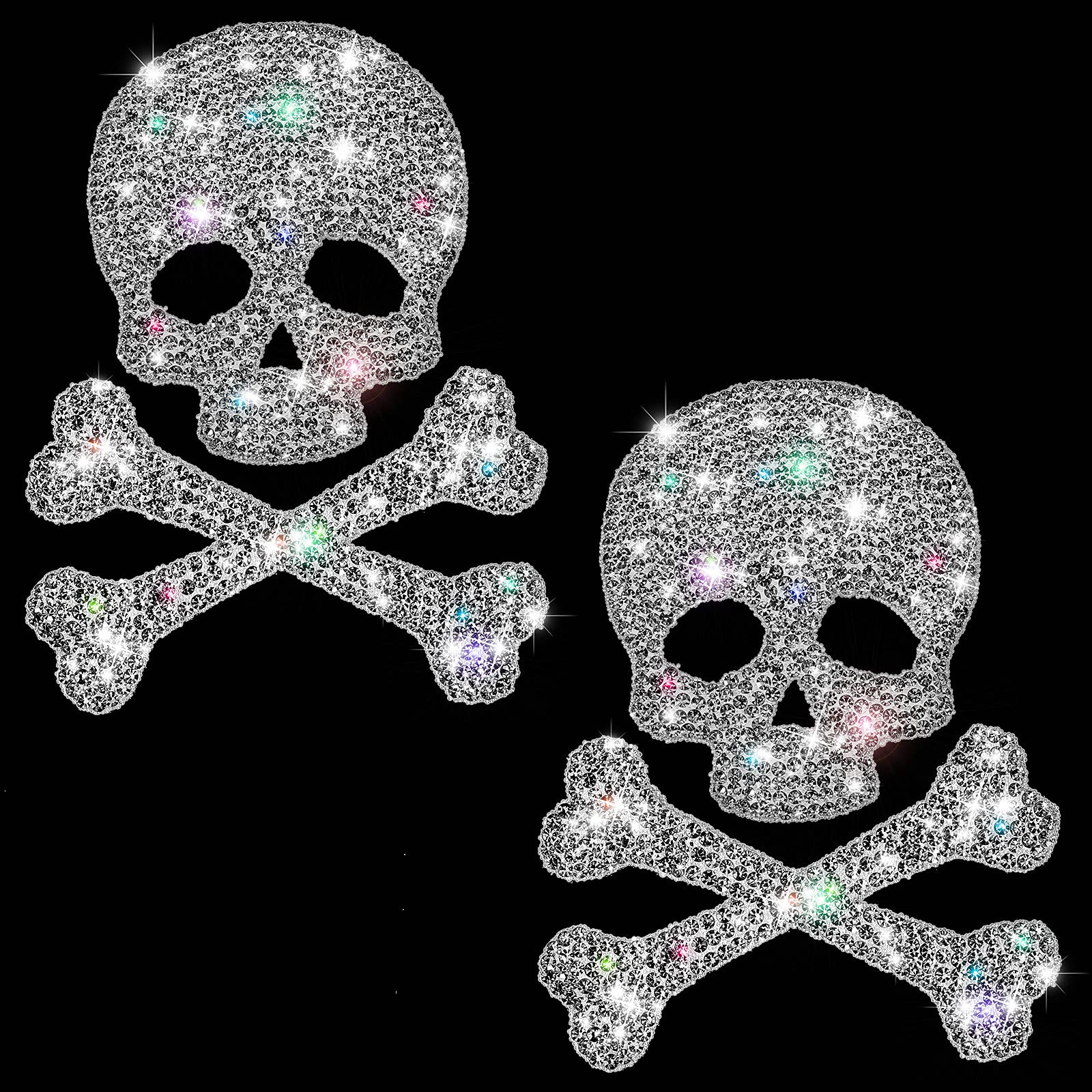 Bling Skull Car Decals for Women - 2 Pack Rhinestone Waterproof Stickers for Car, Motorcycle Helmet, Laptop, Luggage & Guitar - Crystal Skull Accessories for Stylish Vehicle & Personal Item Decoration