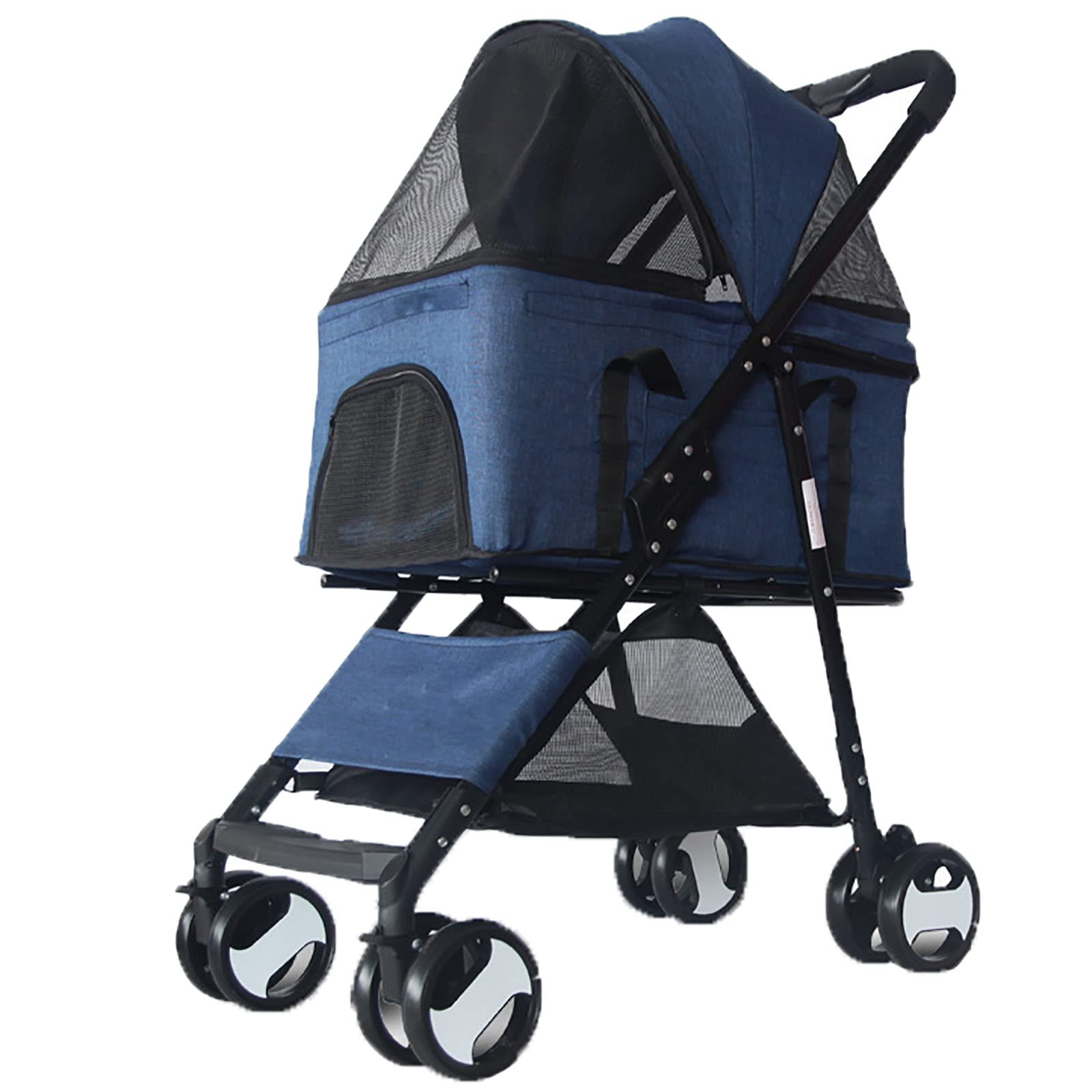 Foldable Dog Stroller for Small & Medium Pets - Lightweight Travel Carrier with Storage Basket & Brake System (Blue) | Perfect for Outdoor Walks, Vet Visits & Shopping Trips