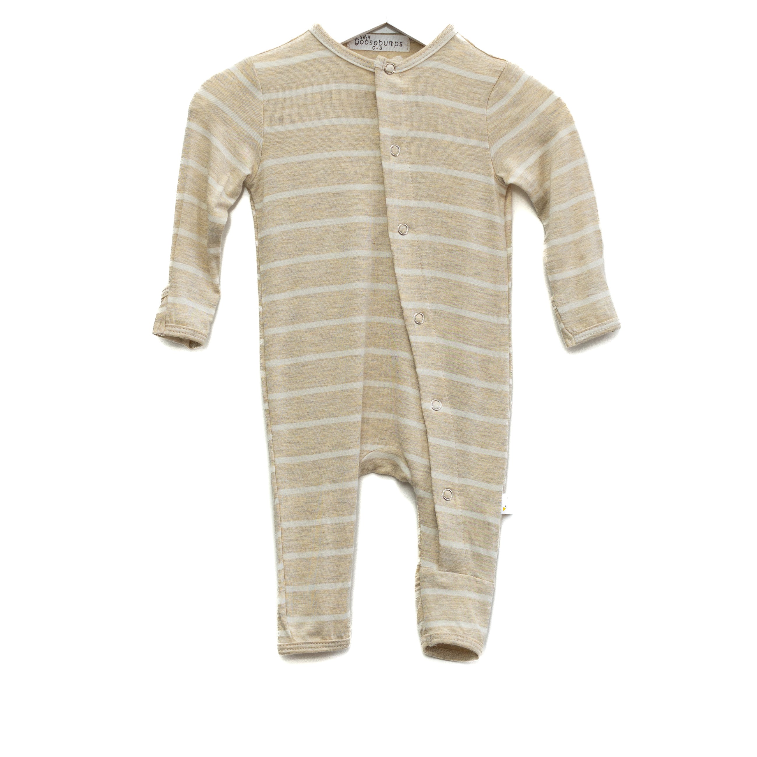 Organic Cotton Oatmeal Striped Baby Romper - One Piece Snap Button Outfit for Newborns & Infants | Soft & Comfortable for Playtime, Daycare & Family Outings