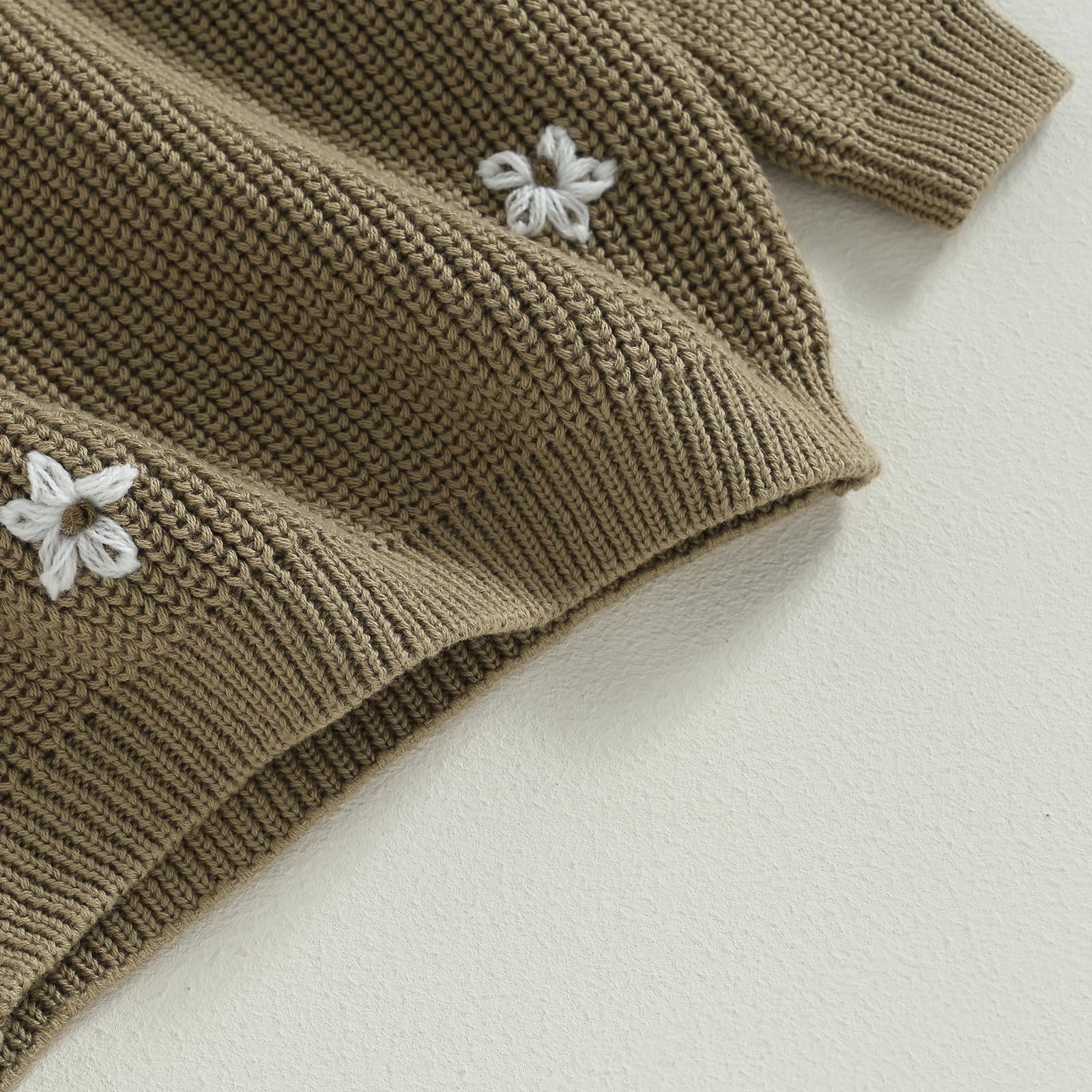 YOKJZJD Chunky Knit Baby Sweater for Girls - Floral Warm Long Sleeve T-Shirt for Newborn Toddler | Cozy Fall Winter Knitted Clothes for Playdates & Family Photos